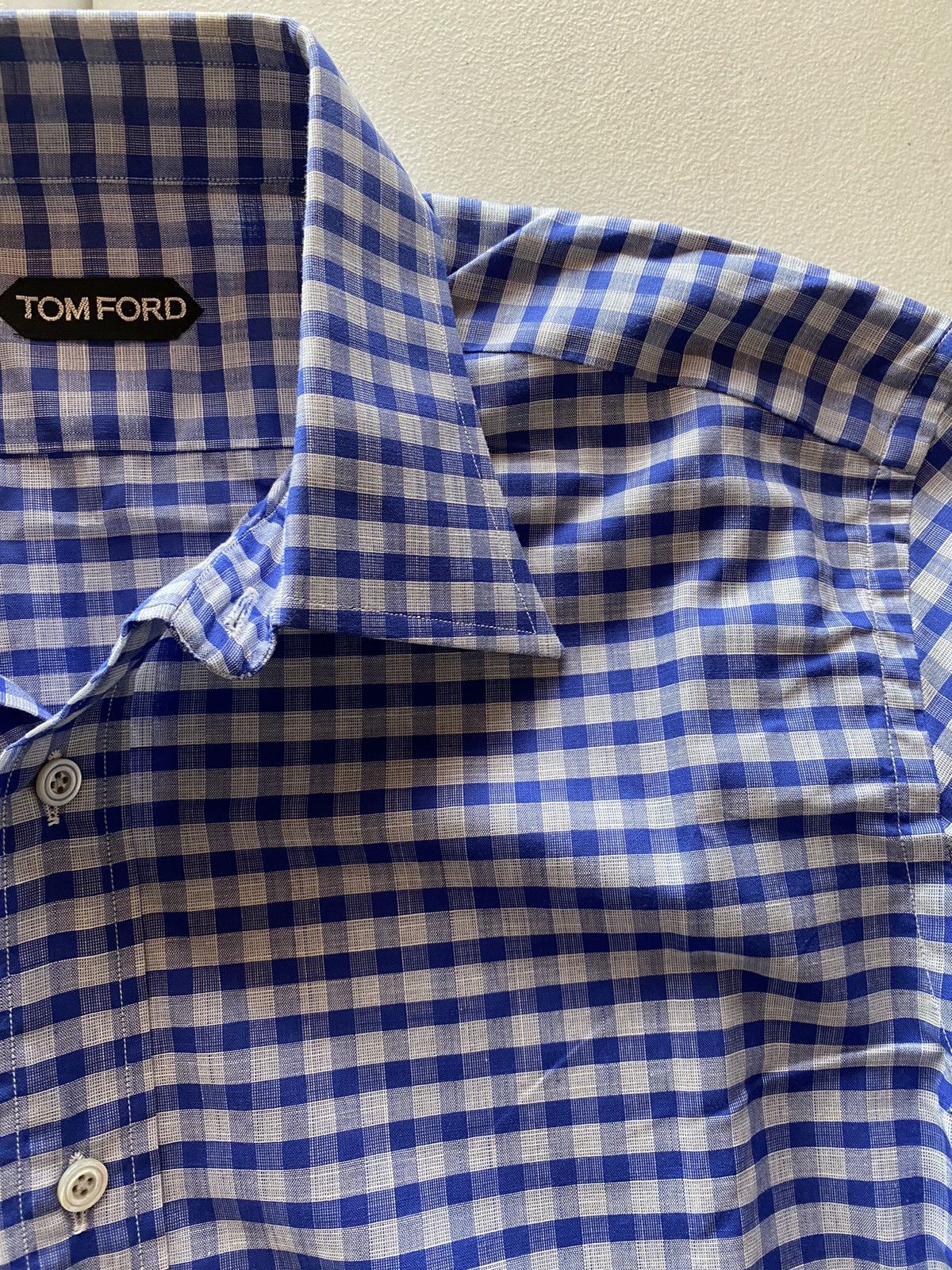 Tom Ford Tom Ford blue/grey gingham check shirt 17 43e NWOT Size US L / EU 52-54 / 3 - 10 Thumbnail