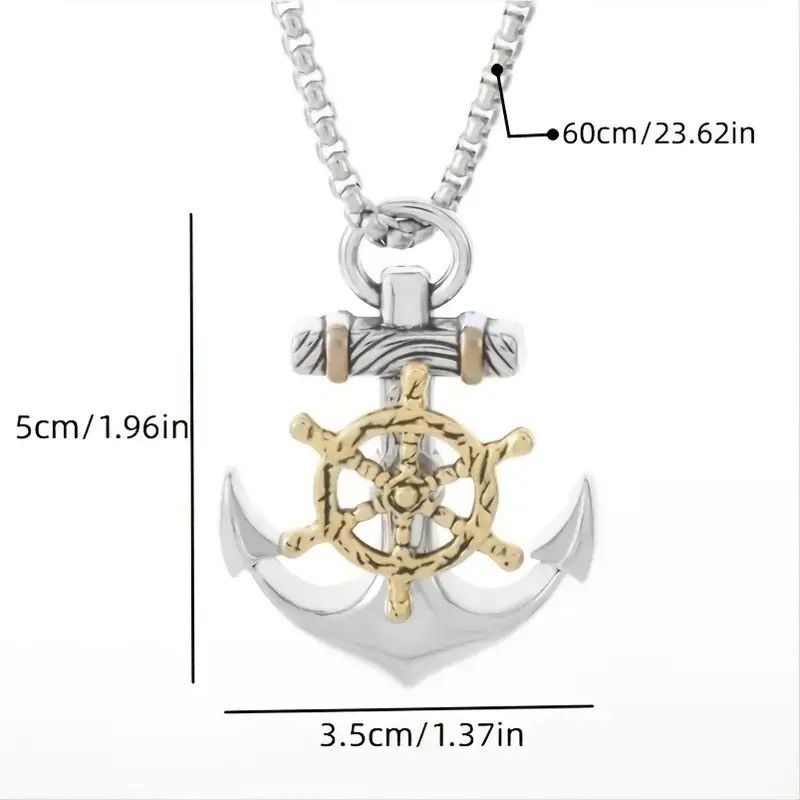 Jewelry × Vintage Vintage Punk Mythology Pirate Anchor Rudder Pendant Necklace Size ONE SIZE - 5 Thumbnail