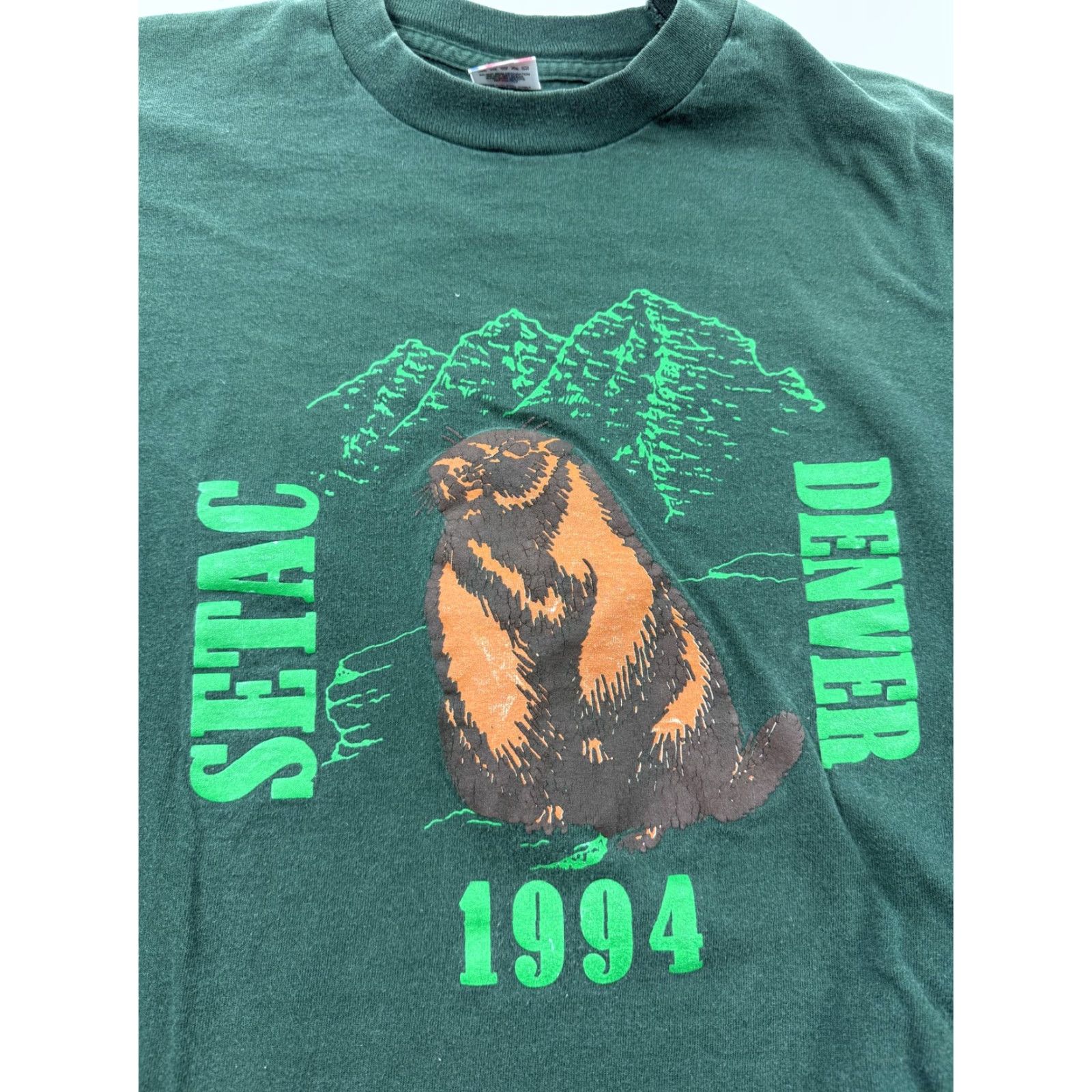 Fruit Of The Loom VINTAGE SETAC Denver Shirt Mens XL Green 1994 Long Sleeve Fruit Of The Loom Size US XL / EU 56 / 4 - 3 Thumbnail