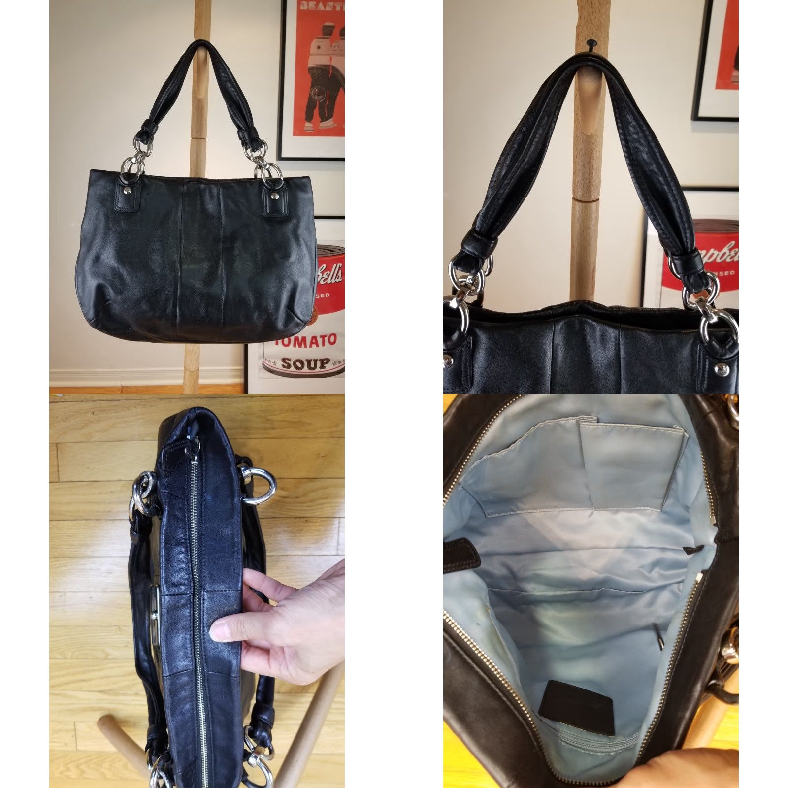Coach VINTAGE Coach BLACK Leather Shoulder Bag Cross Bag 16814 COACH Y2K Women Medium Size ONE SIZE - 8 Thumbnail
