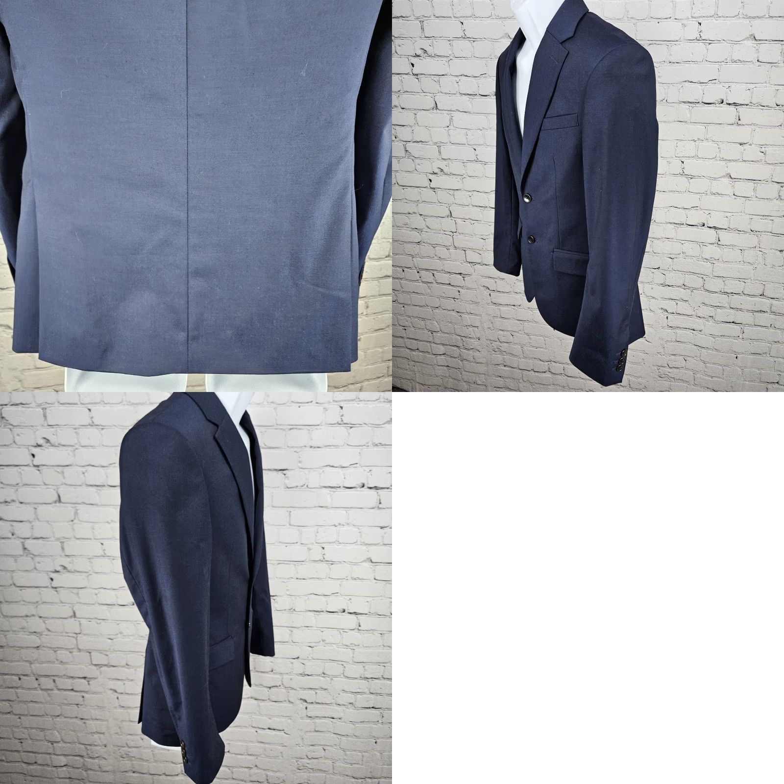 Doublet Moss London Navy Slim Fit V2 2 Button Double Vented Notch Blazer Sport Coat 36S Size 36R - 9 Thumbnail