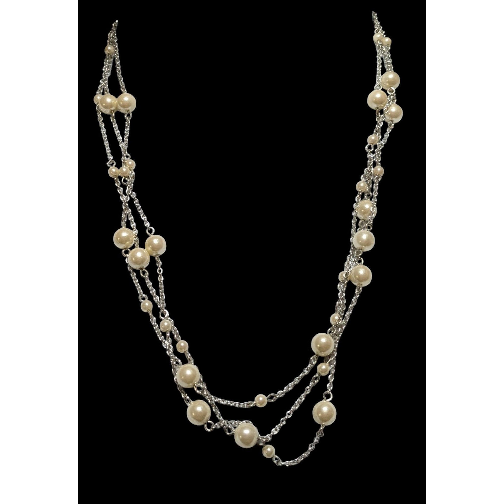 Chaps Chaps Multilayer Chain Pearl Necklace Size ONE SIZE - 9 Thumbnail