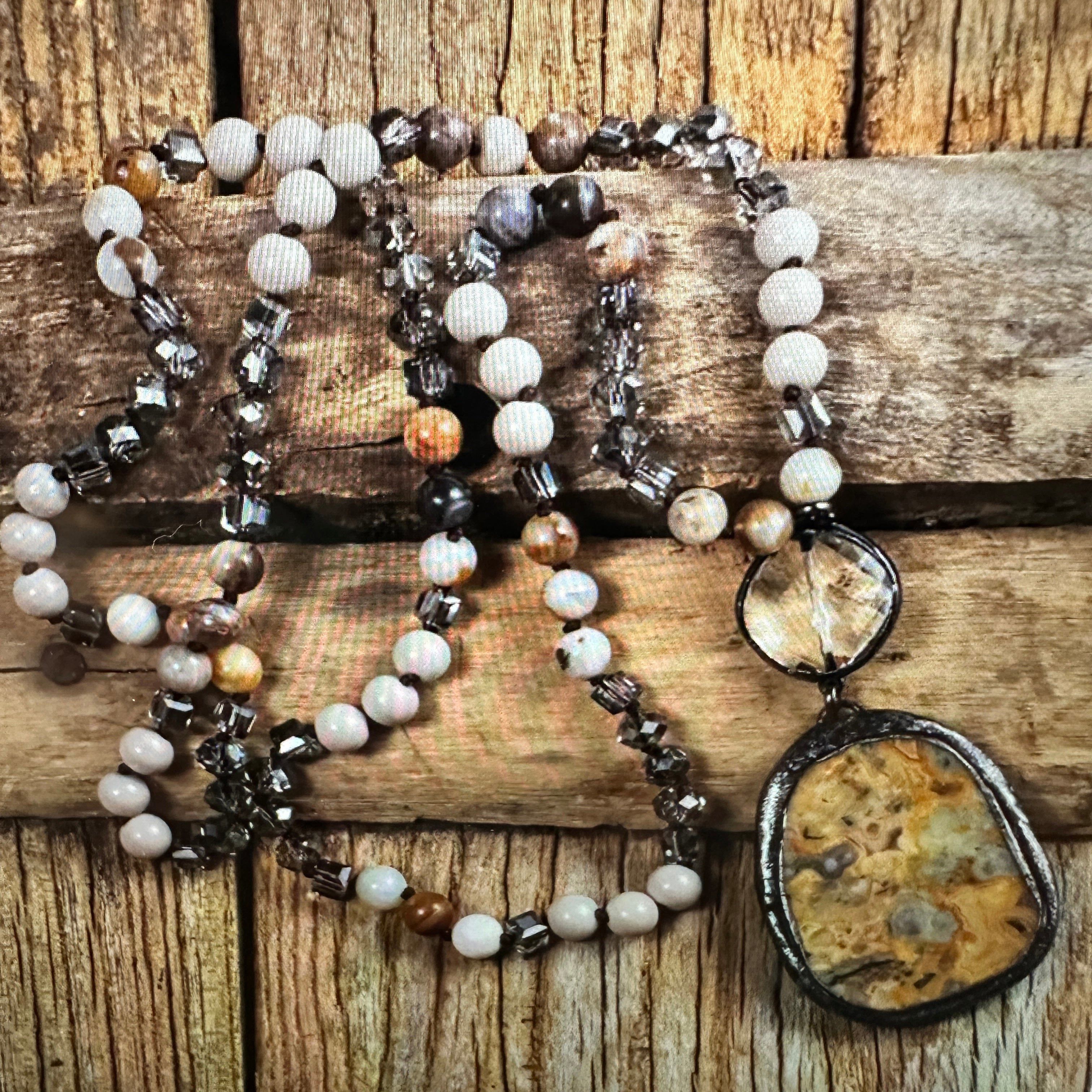 Other Bohemian Vintage Natural Stone Beaded Pendant Necklace | Tri Size ONE SIZE - 9 Thumbnail