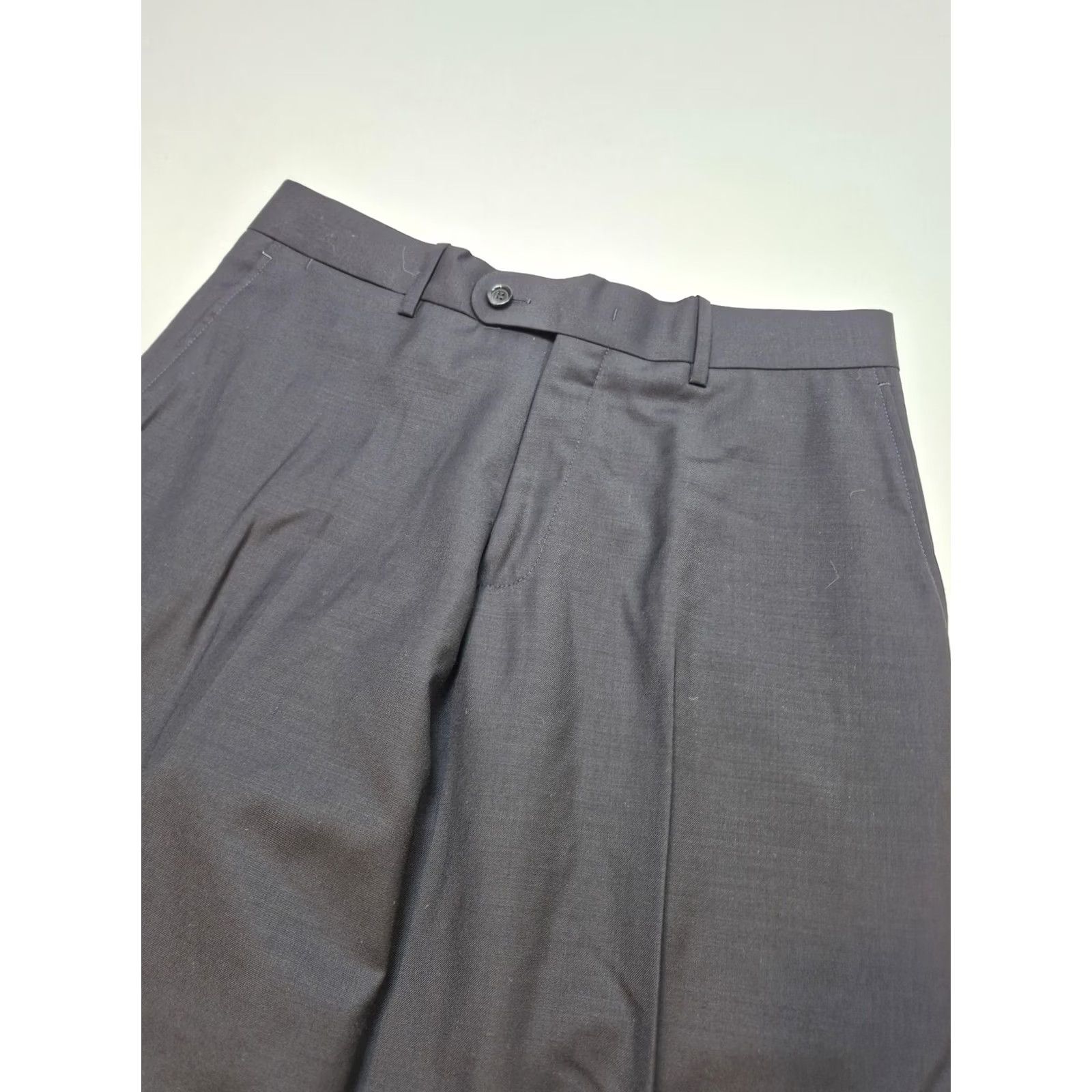 Vintage Montefino Dress Pants Mens 32x34 Navy Wool Flat Front Straight Size US 32 / EU 48 - 2 Thumbnail