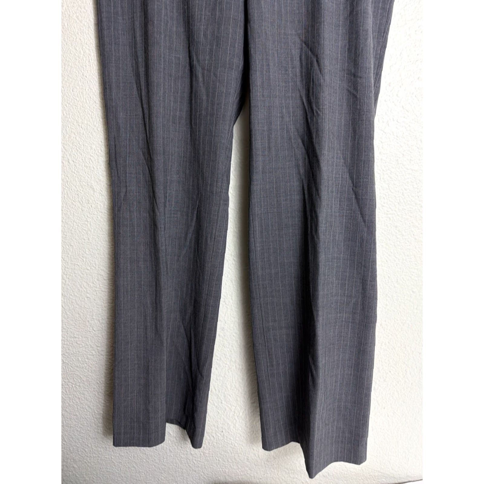 Gap VINTAGE Gap Y2K Women’s 14R Wool Polyester Gray Pinstripe Wide-Leg Dress Pants 34x32 Women Size 36" / US 14 / IT 50 - 2 Thumbnail