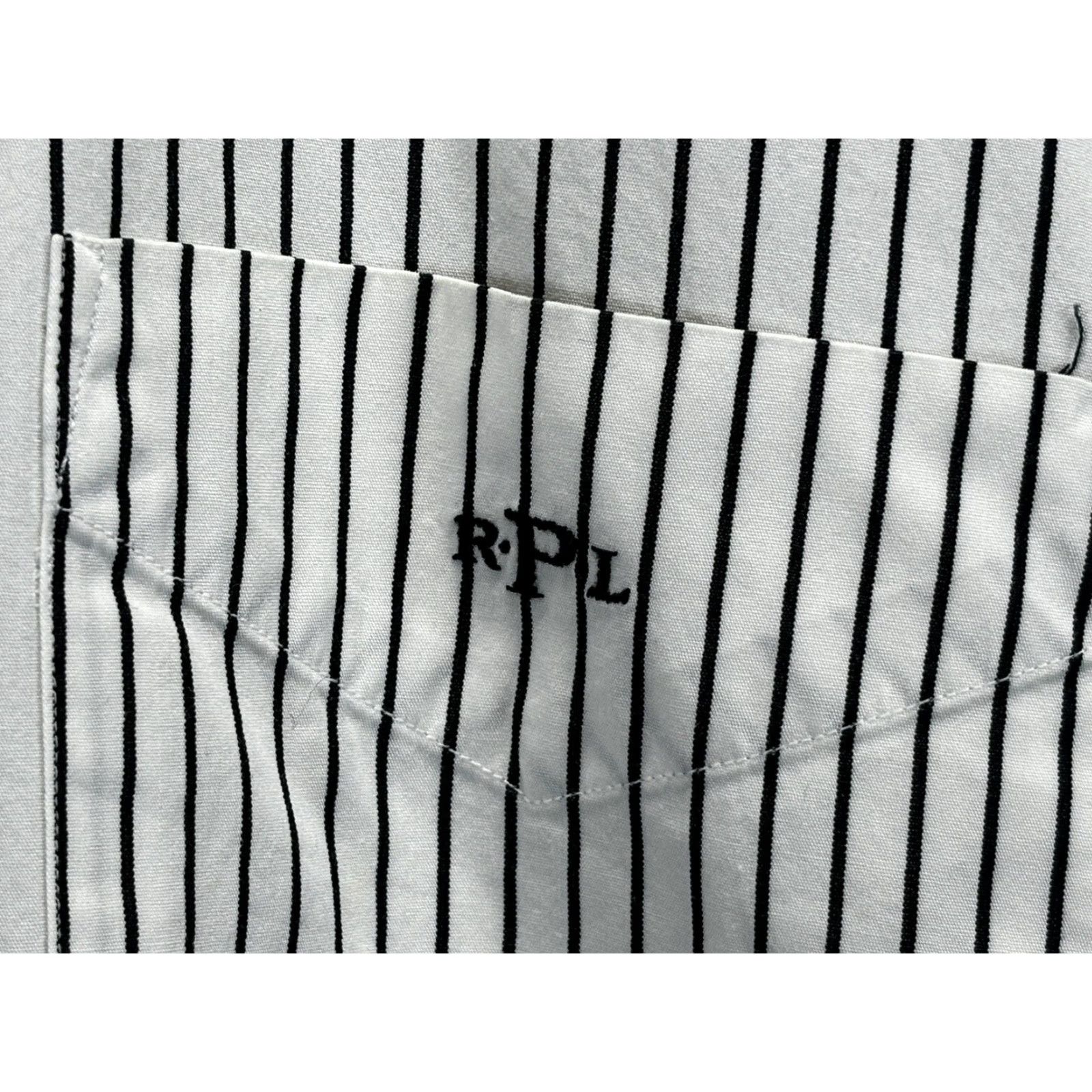 Polo Ralph Lauren VINTAGE Polo Ralph Lauren Shirt 2XL Striped Button-Up Long Sleeve Men White Black Monogram 90s Classic 54in Chest Size US XXL / EU 58 / 5 - 4 Thumbnail