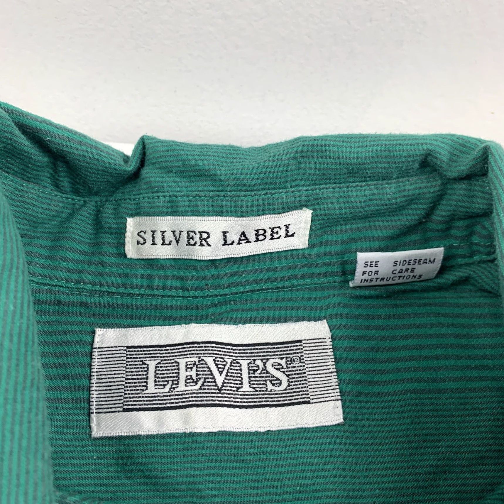 Levi's VINTAGE Levi's Button-Up Shirt Adult Large Green Stripes Silver Label USA Men Size US L / EU 52-54 / 3 - 3 Thumbnail