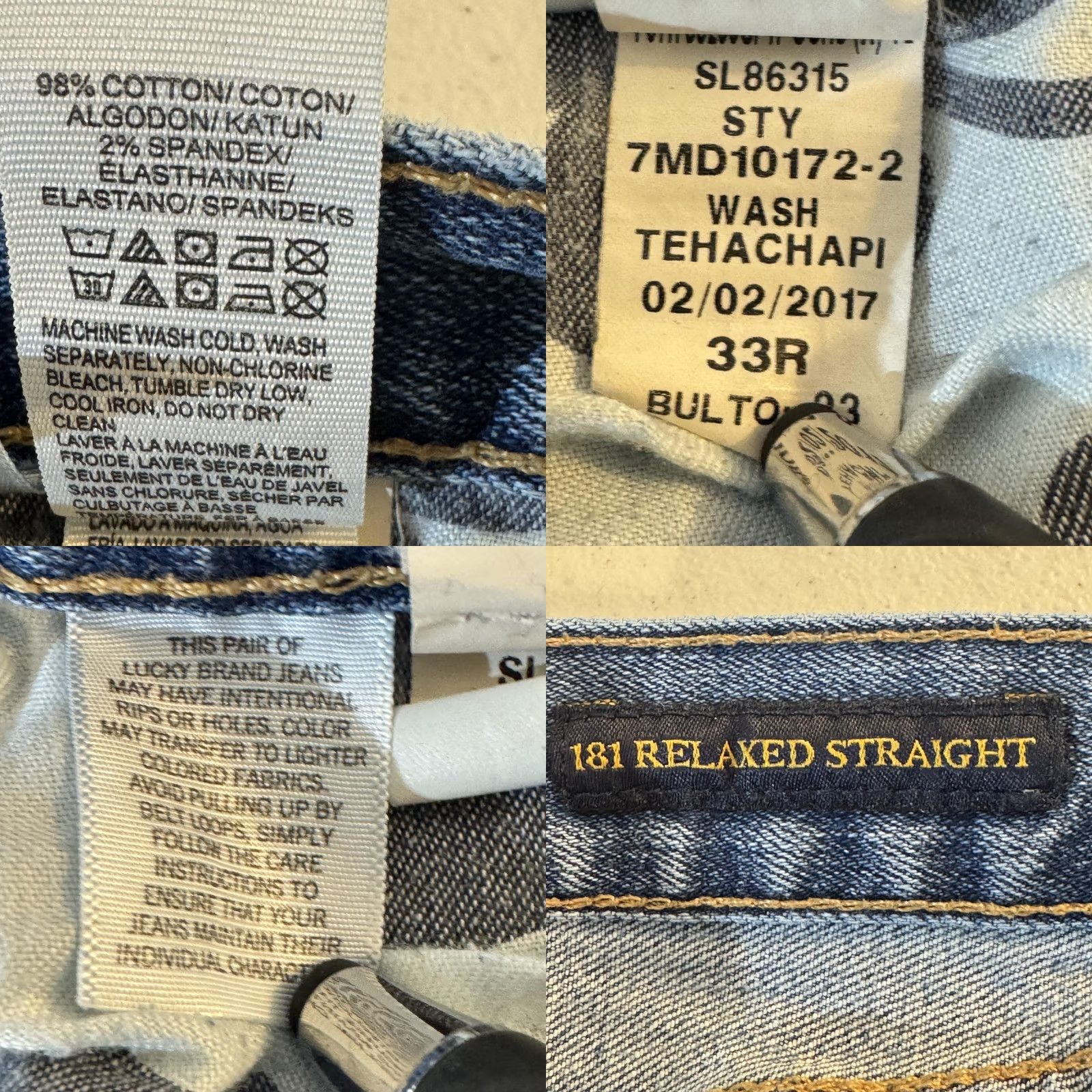 Lucky Brand VINTAGE Lucky Brand 181 Relaxed Straight Jeans Mens 34x28 Blue 1800s Style Frayed Hem Stretch Size US 34 / EU 50 - 8 Thumbnail