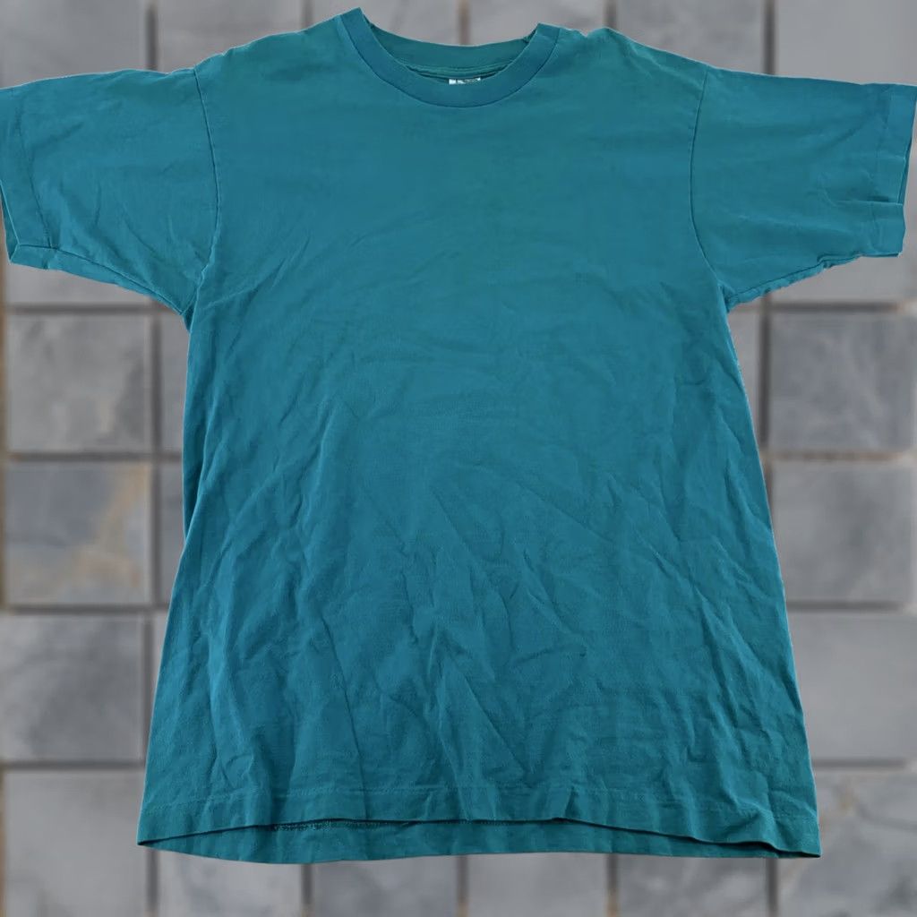 Fruit Of The Loom VINTAGE Fruit of the Loom Shirt Mens M Blue Crew Neck Short Sleeve Cotton 80s 90s Casual Tee Size US M / EU 48-50 / 2 - 1 Thumbnail