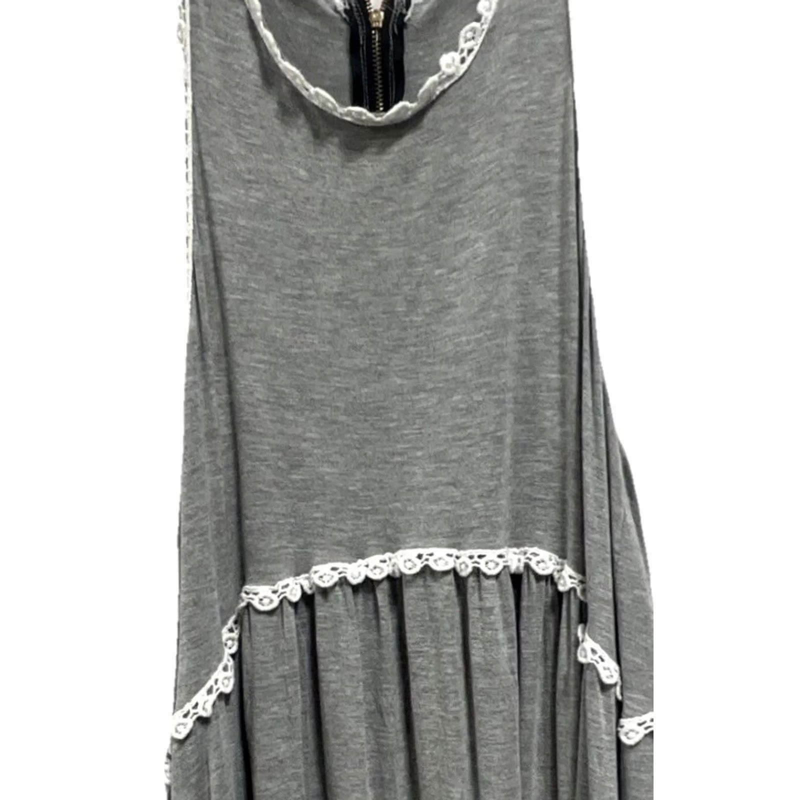 Vintage POL Tunic Tank Womens S Gray Hi-Low Crochet Lace Sleeveless Boho Cotton Lightweight Summer Shirt Size S / US 4 / IT 40 - 4 Thumbnail