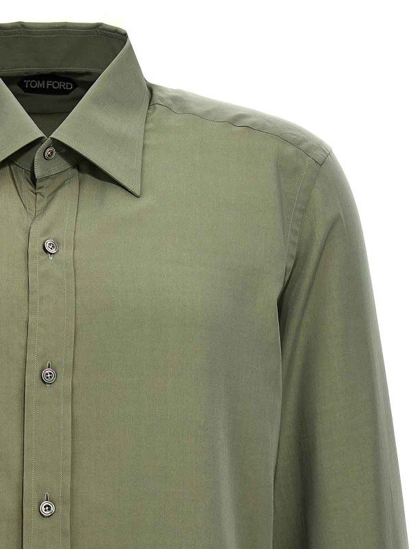 Tom Ford o1y0425 Solid Color Shirt in Sage Green Size US M / EU 48-50 / 2 - 2 Thumbnail