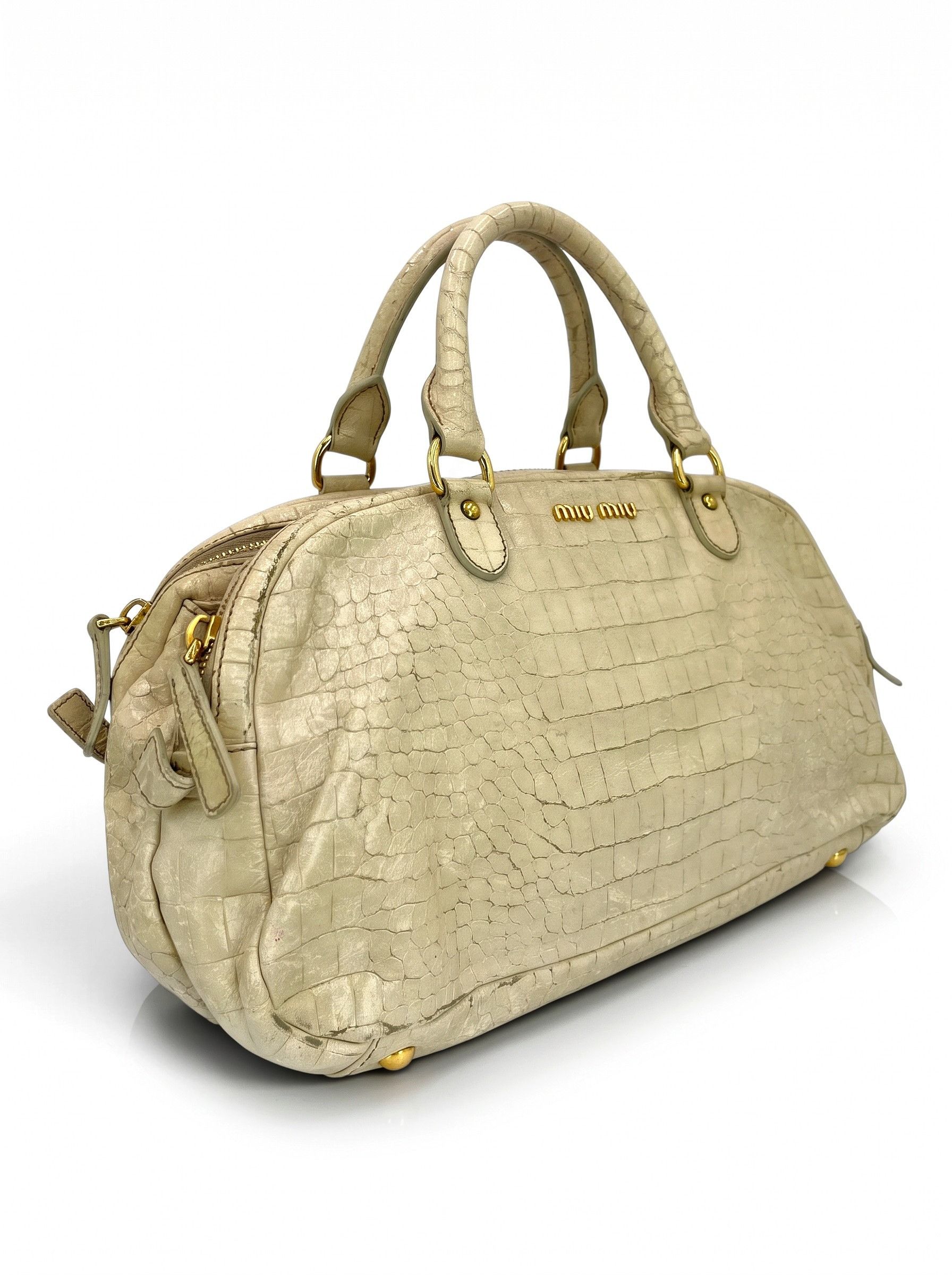 Miu Miu Miu Miu Crocodile Embossed Leather Top Handle SKU:A00773 Size ONE SIZE - 5 Thumbnail