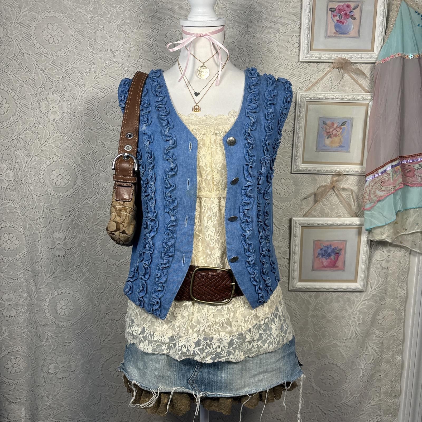 Other vintage denim ruffle western vest Size L / US 10 / IT 46 - 1 Thumbnail