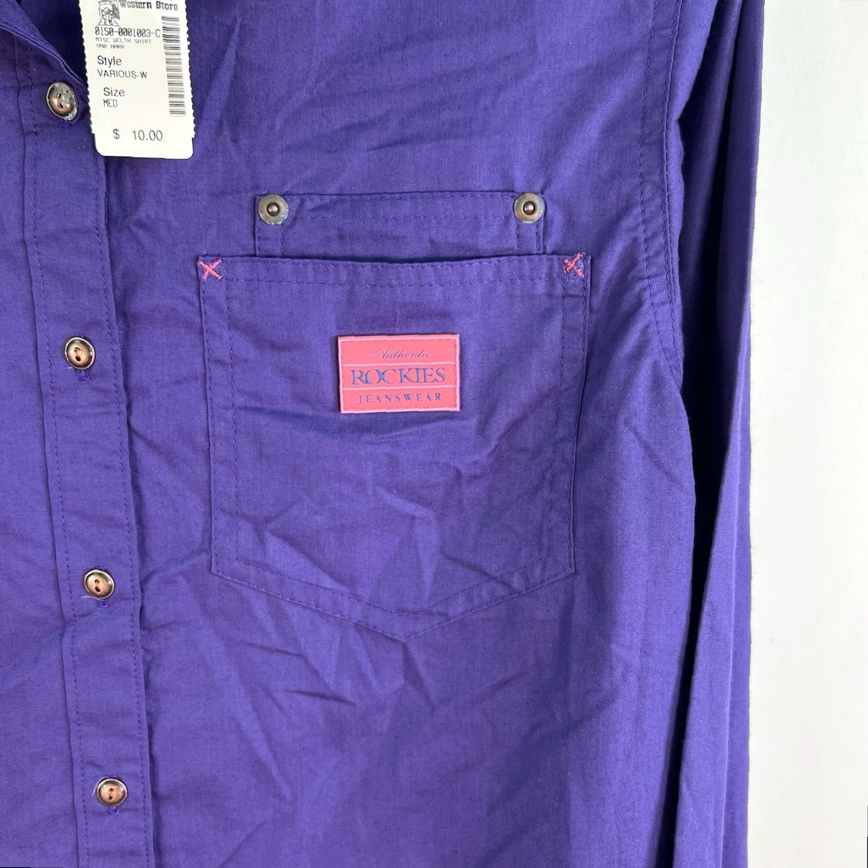 Vintage VINTAGE Rockies Western Shirt Women's Size M Purple Casual Western Style Embroidered Long Sleeve US 90s Womens Size M / US 6-8 / IT 42-44 - 2 Thumbnail