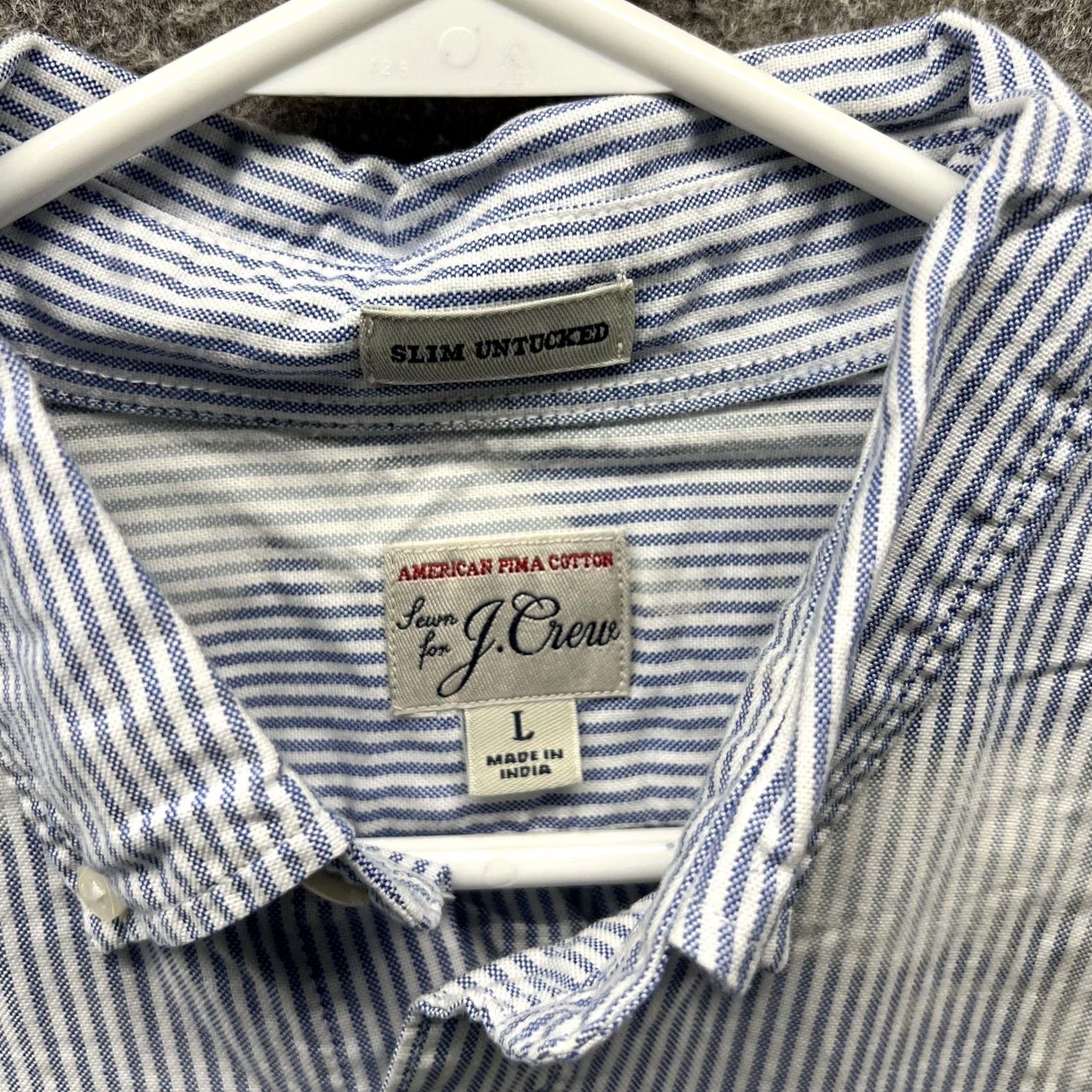 J.Crew J.Crew Shirt Mens Large Blue Stripe Slim Untucked Button Front Long Sleeve Size US L / EU 52-54 / 3 - 4 Thumbnail