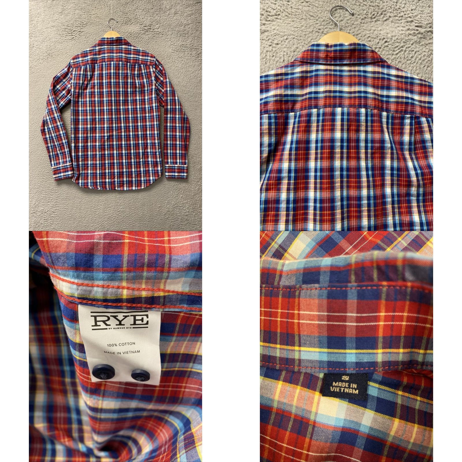 Frye RYE Casual Shirt Mens Size S Slim Blue Red Plaid Long Sleeve Button-Up Collared, Multicolor, Cotton, Slim Fit, Regular Size, Men, Casual, Travel, 0251 Size US S / EU 44-46 / 1 - 8 Thumbnail