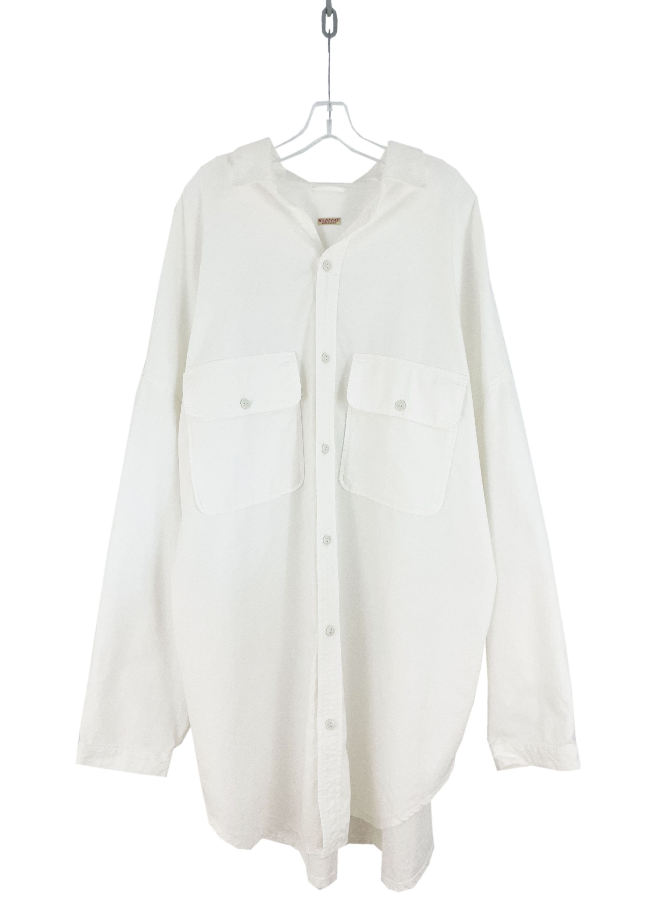 image of Kapital Oversized Moleskin Shirt in White, Men's (Size 2XL)