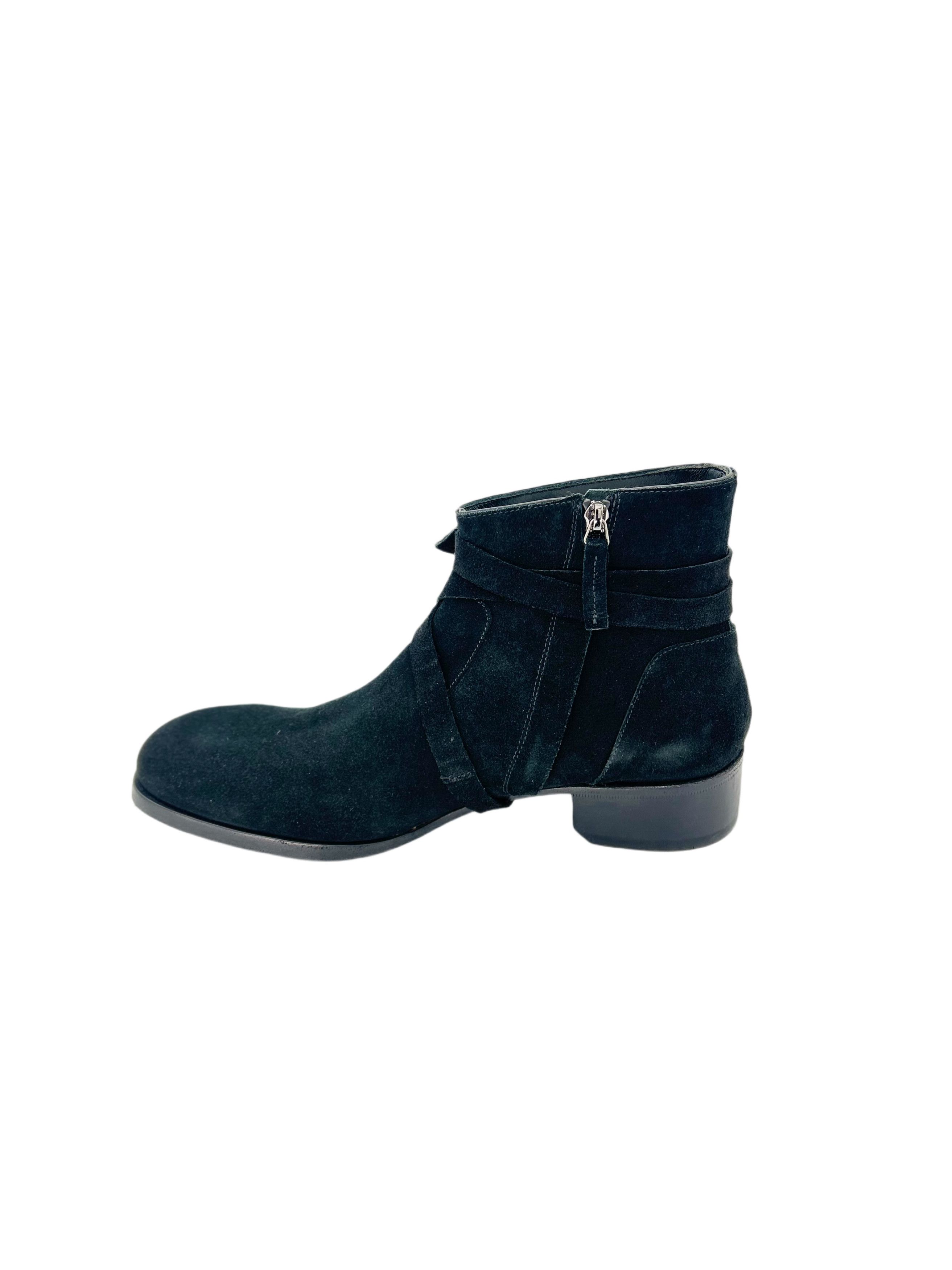 Mr. Hare Black Sonny Suede Leather Zip & Strap Boots Size US 12 / EU 45 - 4 Thumbnail