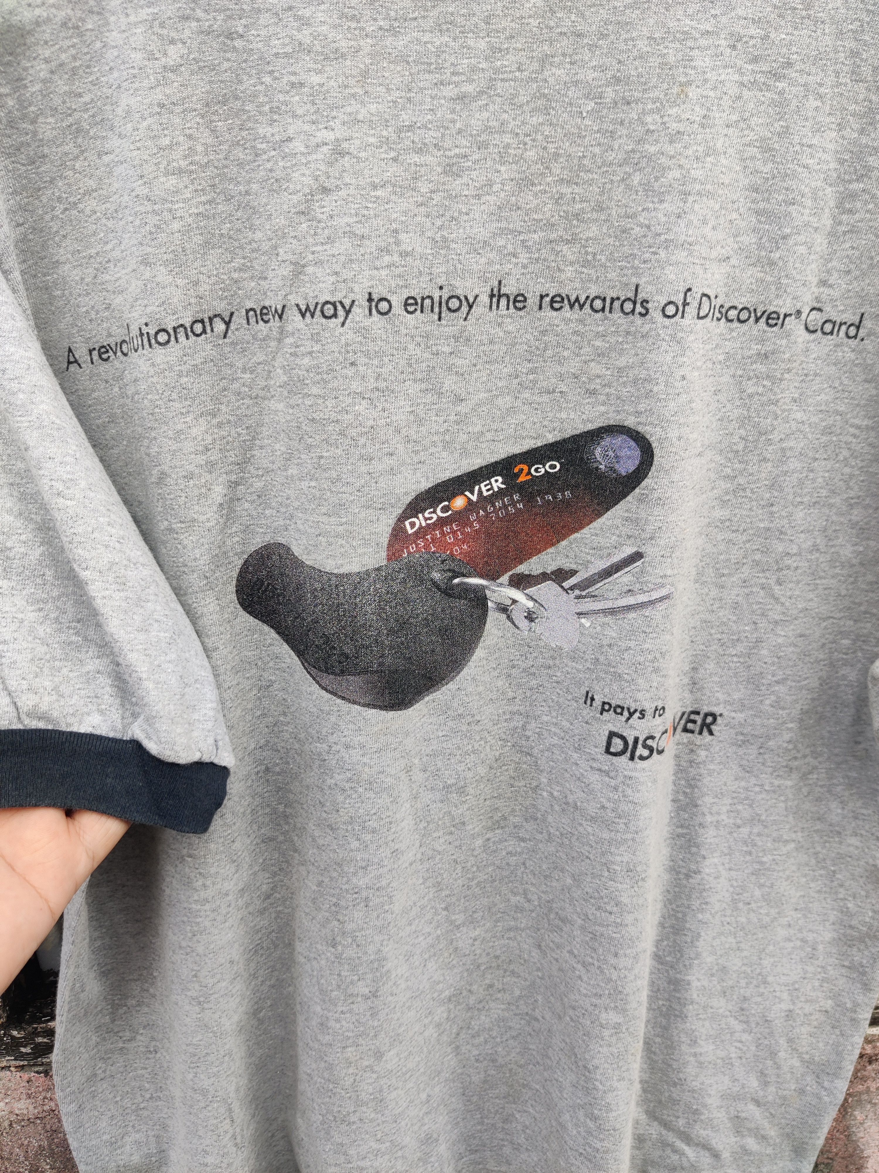 Vintage Vintage Discover 2Go Credit Card Promo Ringer Shirt Size US M / EU 48-50 / 2 - 5 Thumbnail