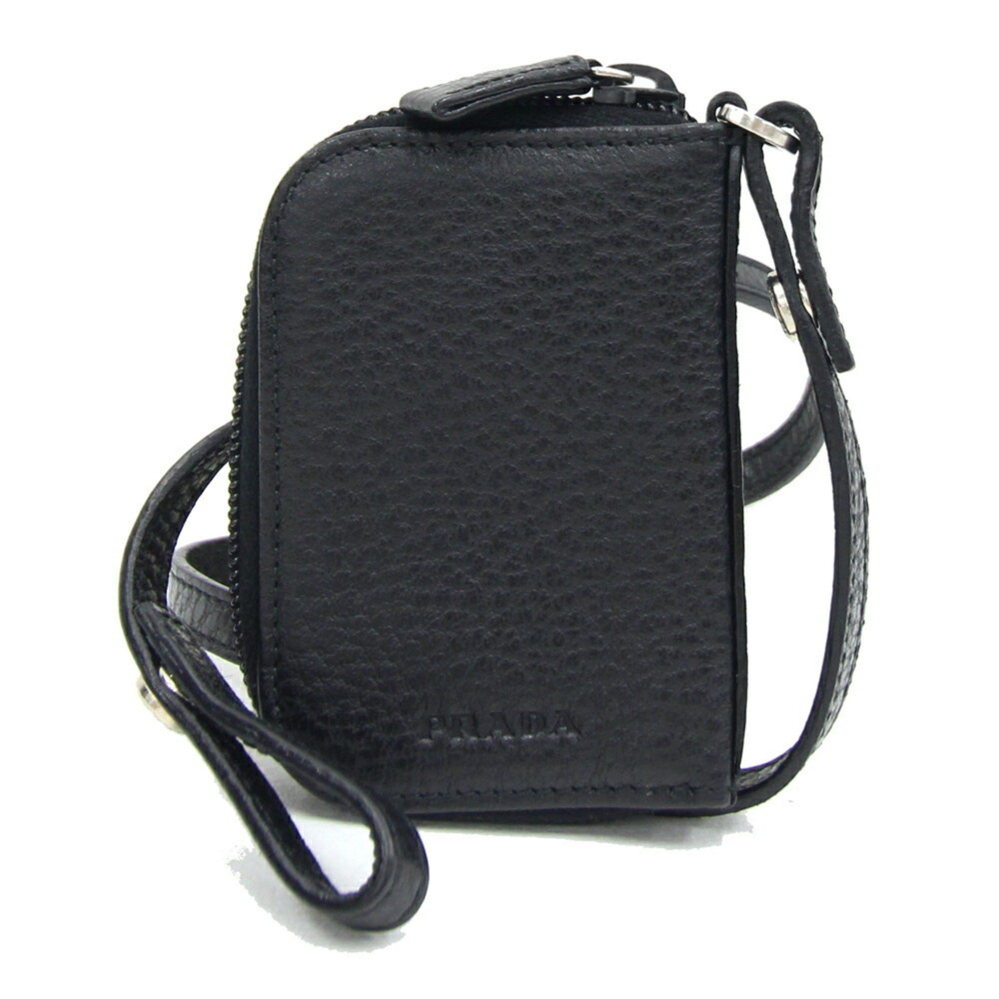 Prada Prada 6-key case, black leather, key, coin with strap, black, men's PRADA Size ONE SIZE - 1 Thumbnail