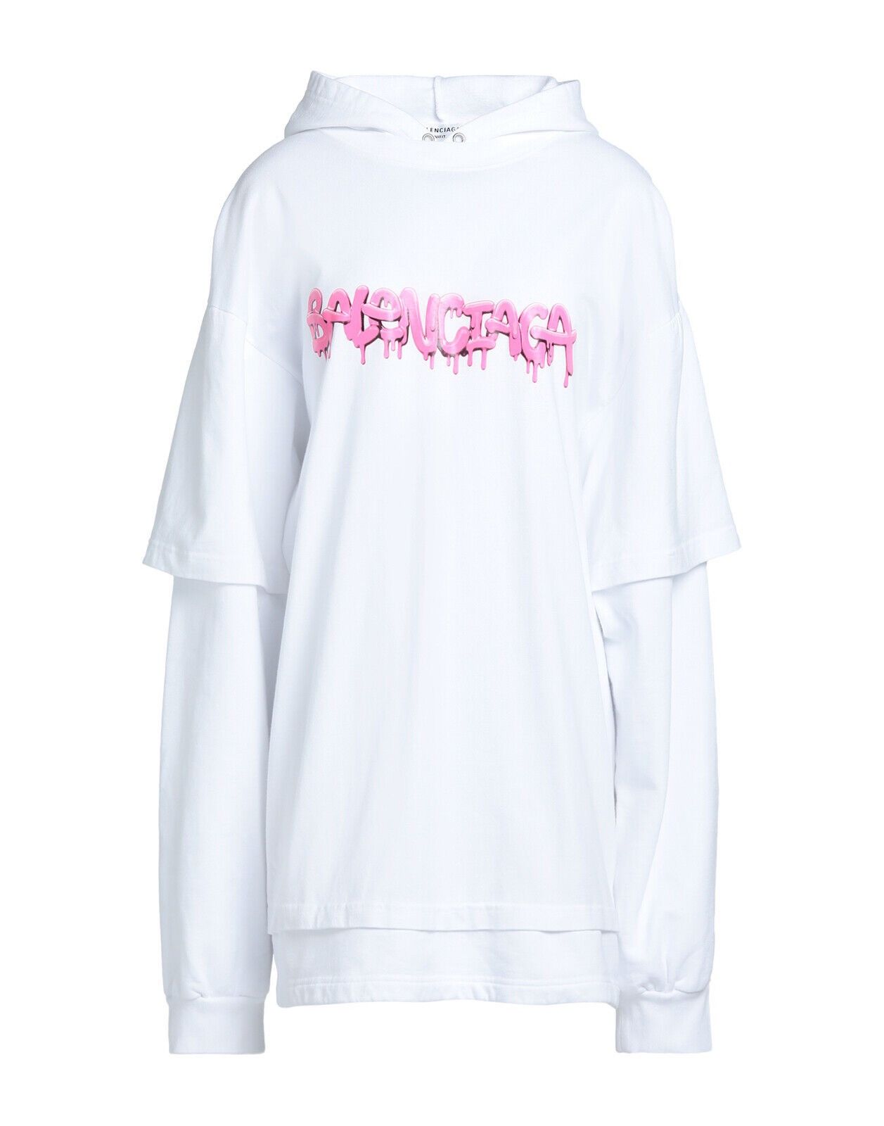 image of Balenciaga Slime Logo Layered Hoodie in White, Men's (Size Large)