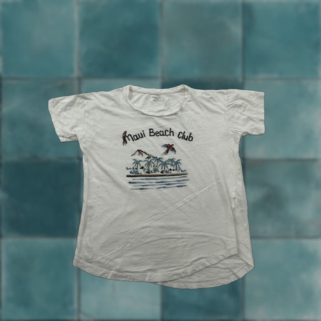 Madewell Madewell Shirt Womens XS White Maui Beach Club Short Sleeve Casual T-Shirt Women XS White Basic Regular Cotton Size XS / US 0-2 / IT 36-38 - 1 Thumbnail