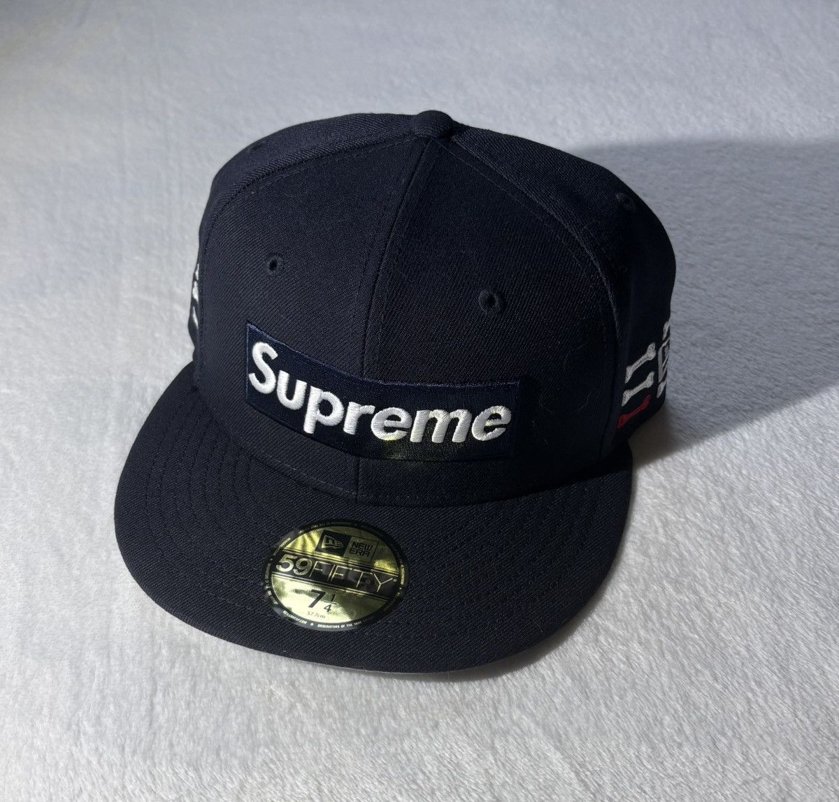 Supreme Bones Box Logo New Era 59fifty Fitted Hat (Navy)