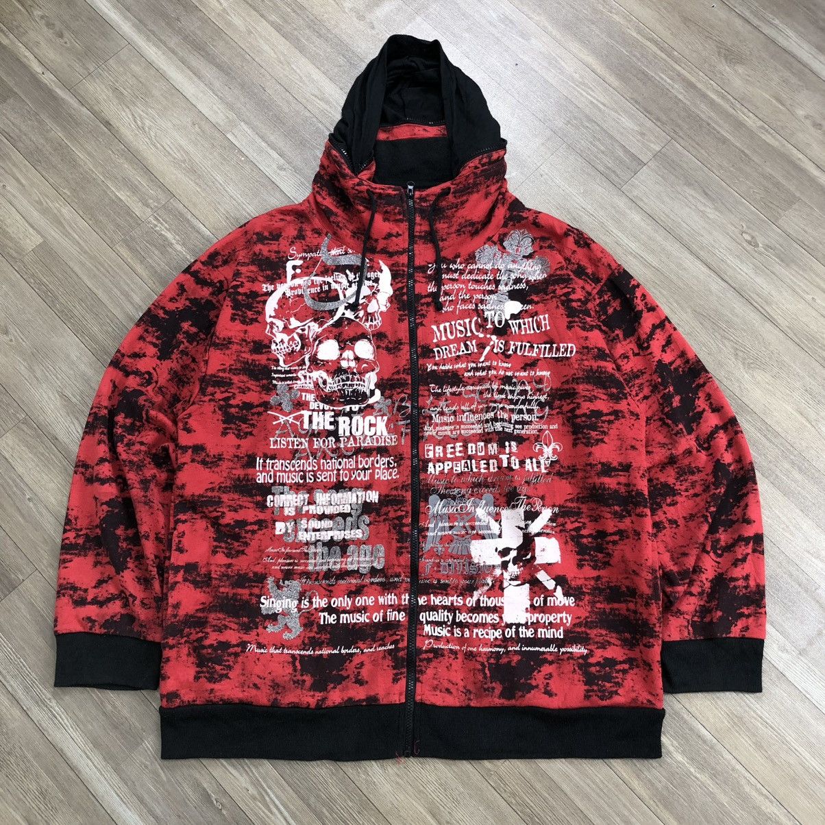 14th Addiction × If Six Was Nine × Le Grande Bleu (L.G.B.) ☠️ 2000s TimeStep Poem Cross Skulls Punks Goa Bono Jacket Size US XXL / EU 58 / 5 - 3 Thumbnail