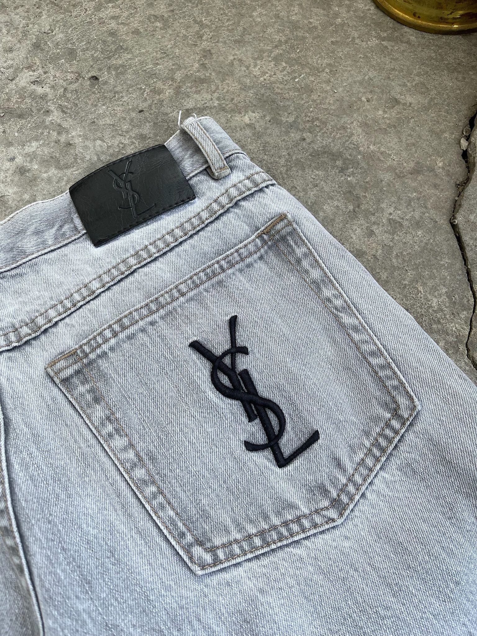 Vintage YSL Jeans Black logo Denim Pants Size US 30 / EU 46 - 15 Thumbnail