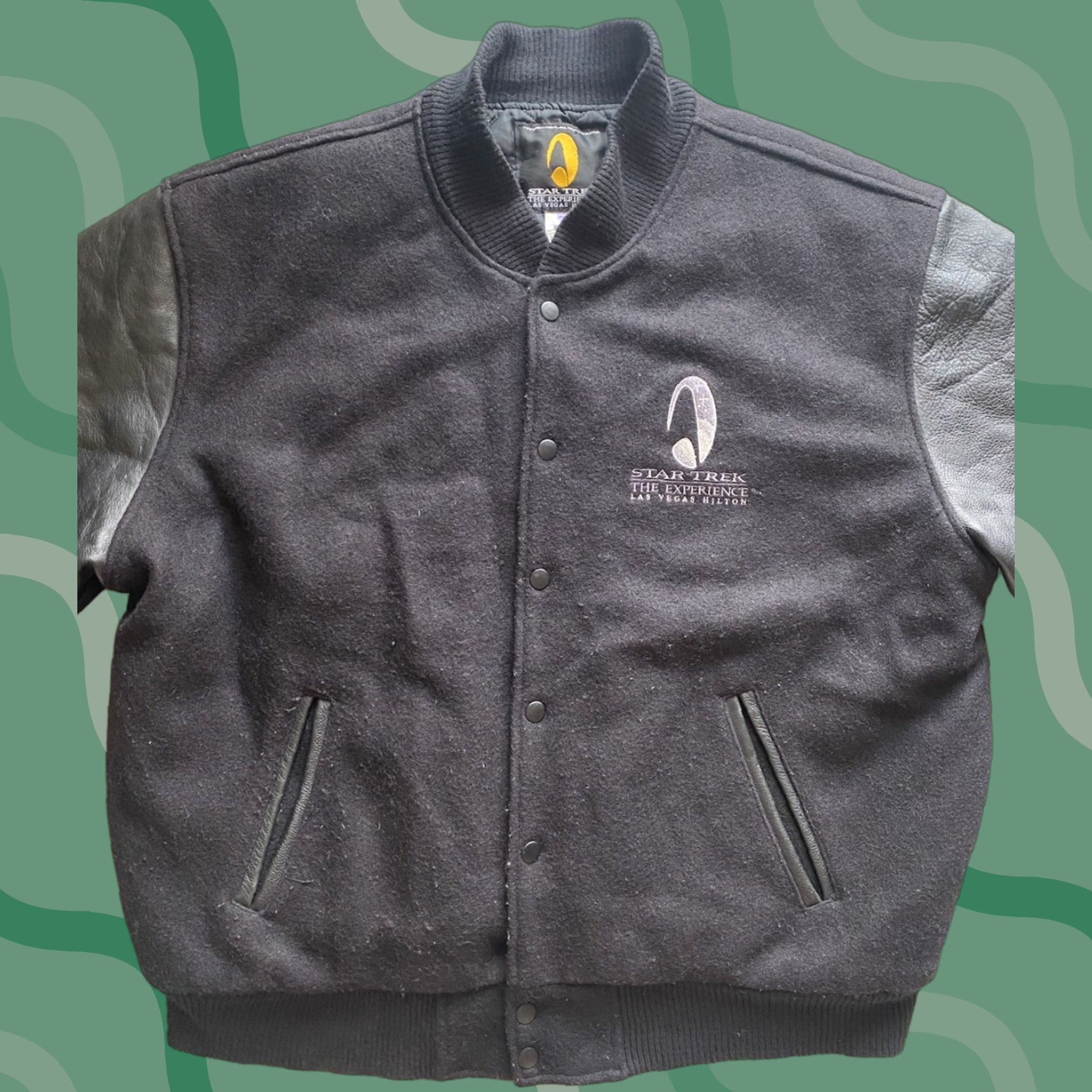 Vintage VINTAGE Star Trek Jacket Varsity Mens L Made in USA Black Wool 1997 Las Vegas Experience Size US L / EU 52-54 / 3 - 1 Thumbnail