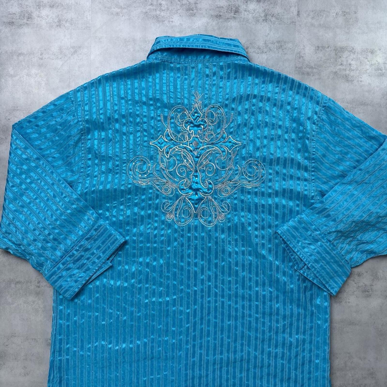 Affliction Y2K Marini 00s Blue Cross Button Up Shirt Size US XXL / EU 58 / 5 - 7 Thumbnail