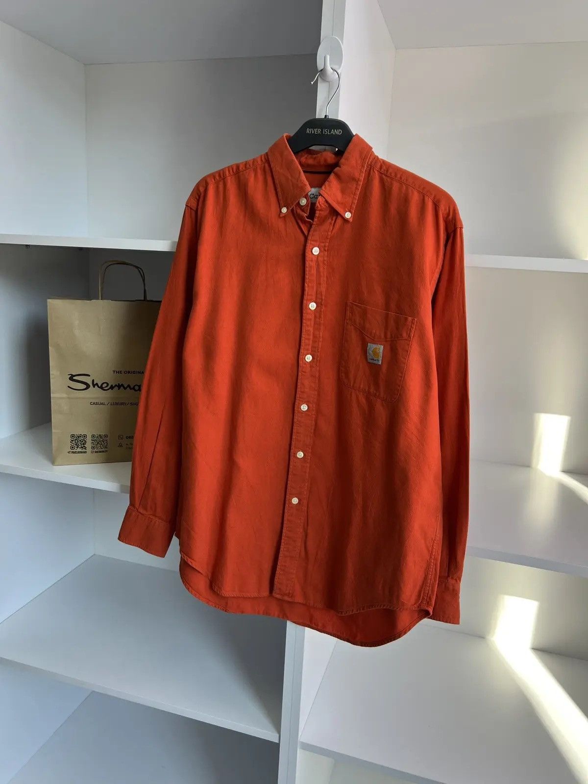 Carhartt × Vintage Vintage Carhartt Orange Denim Button up shirt Size US L / EU 52-54 / 3 - 2 Thumbnail