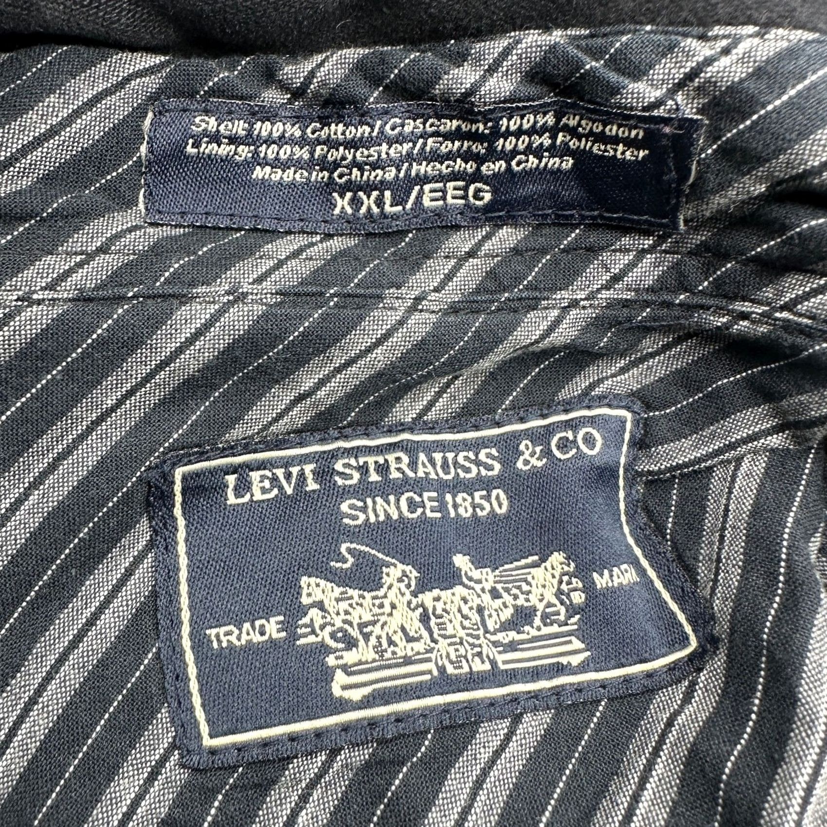 CO VINTAGE Levi Strauss & Co Button Up Cotton Lined Barn Flannel Over Shirt Mens XXL Black Size US XXL / EU 58 / 5 - 3 Thumbnail
