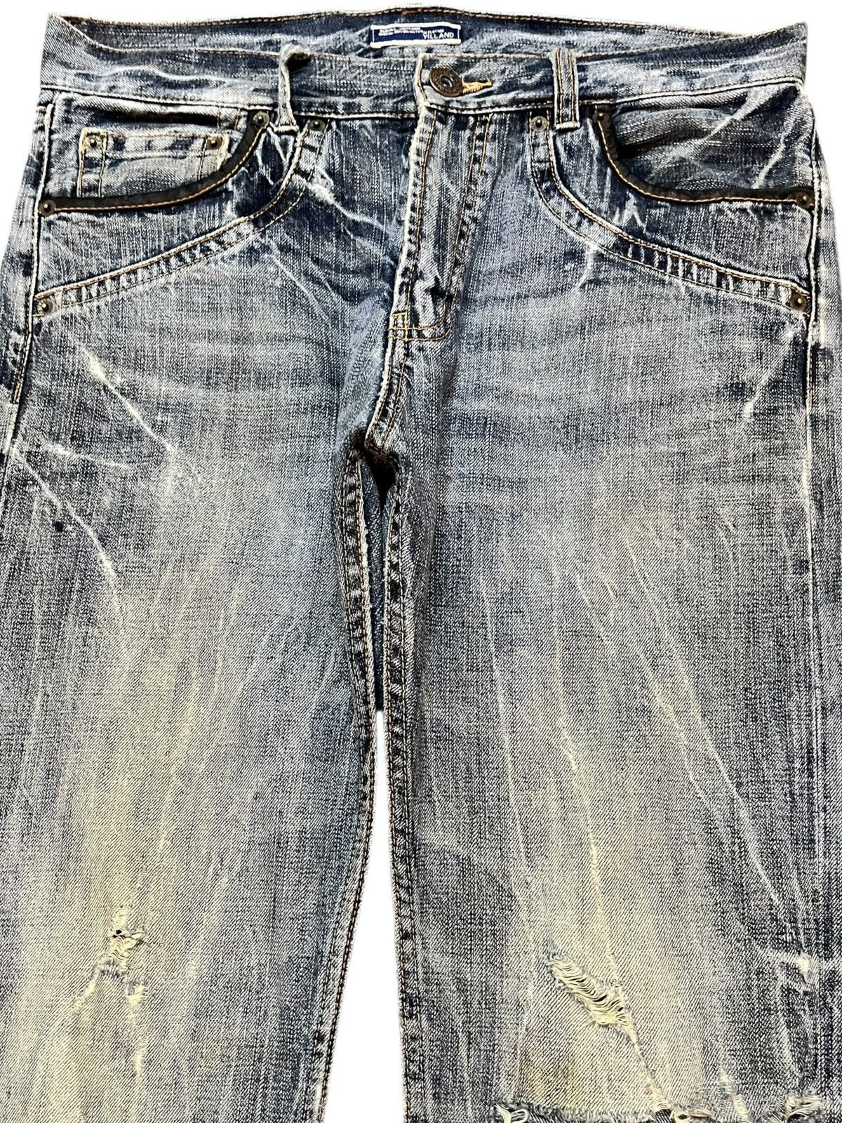 VILLAND Vintage Villand Whiskering Faded Distressed Denim Size US 33 - 2 Thumbnail