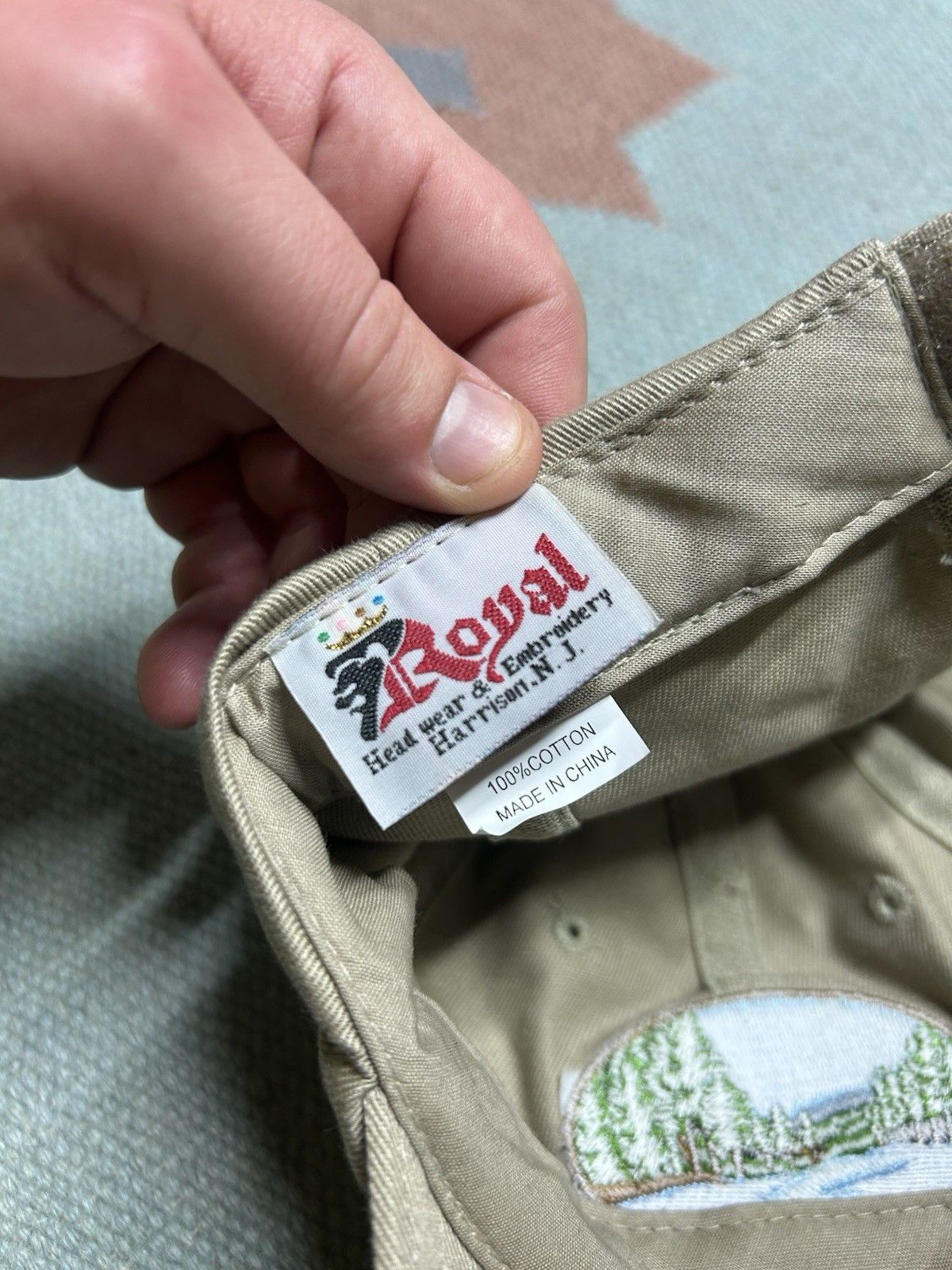 Vintage Vtg strapback hat Idaho river nature embroidered beige tan Size ONE SIZE - 7 Thumbnail