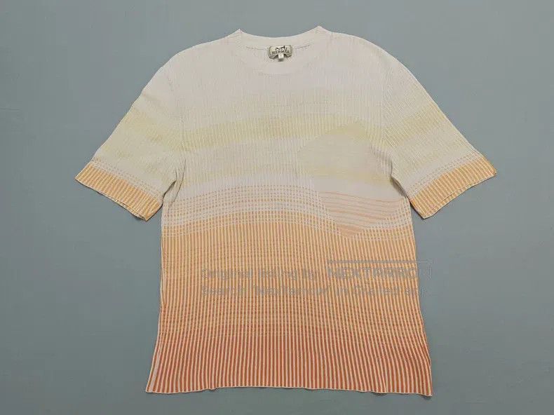 Hermes Men's knit short-sleeve T-shirt 100% cotton gradi