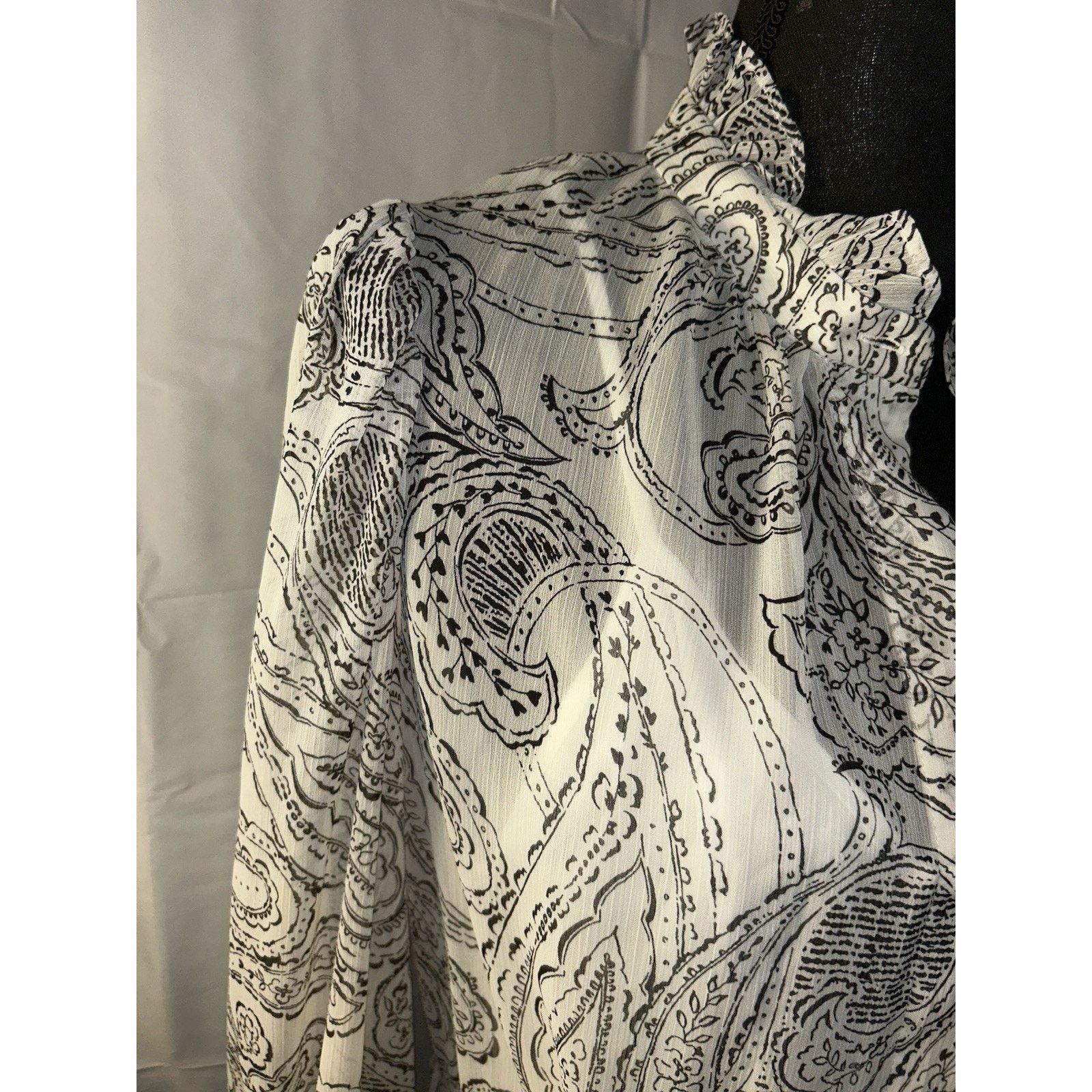 Calvin Klein Calvin Klein Blk/Wht Paisley Long Sleeve Sheer Dress Sz 12 Size XL / US 12-14 / IT 48-50 - 5 Thumbnail