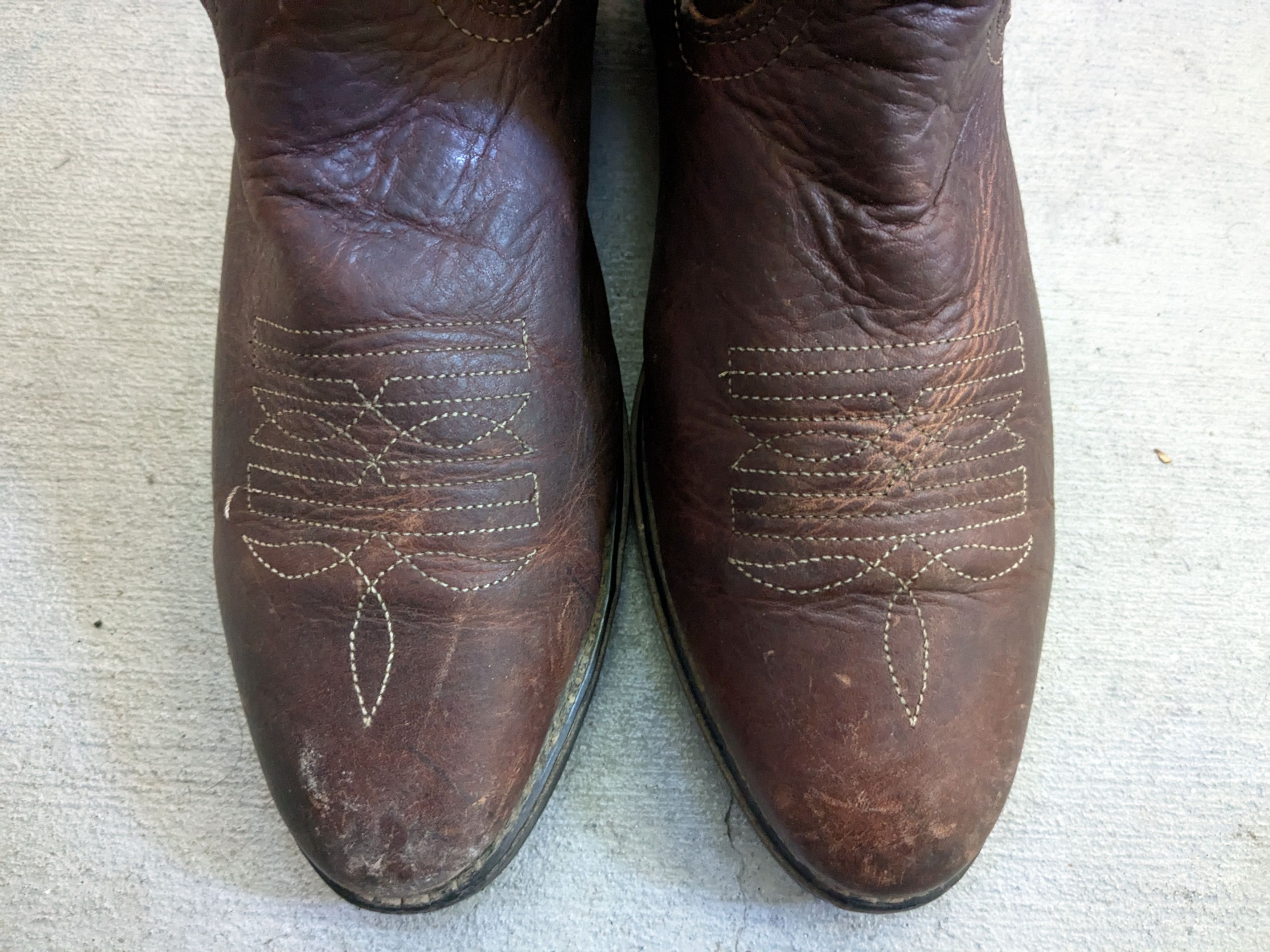 Genuine Leather Vintage Cowboy Boots 10.5 D Brown Leather Western Mexico Size US 10.5 / EU 43-44 - 3 Thumbnail
