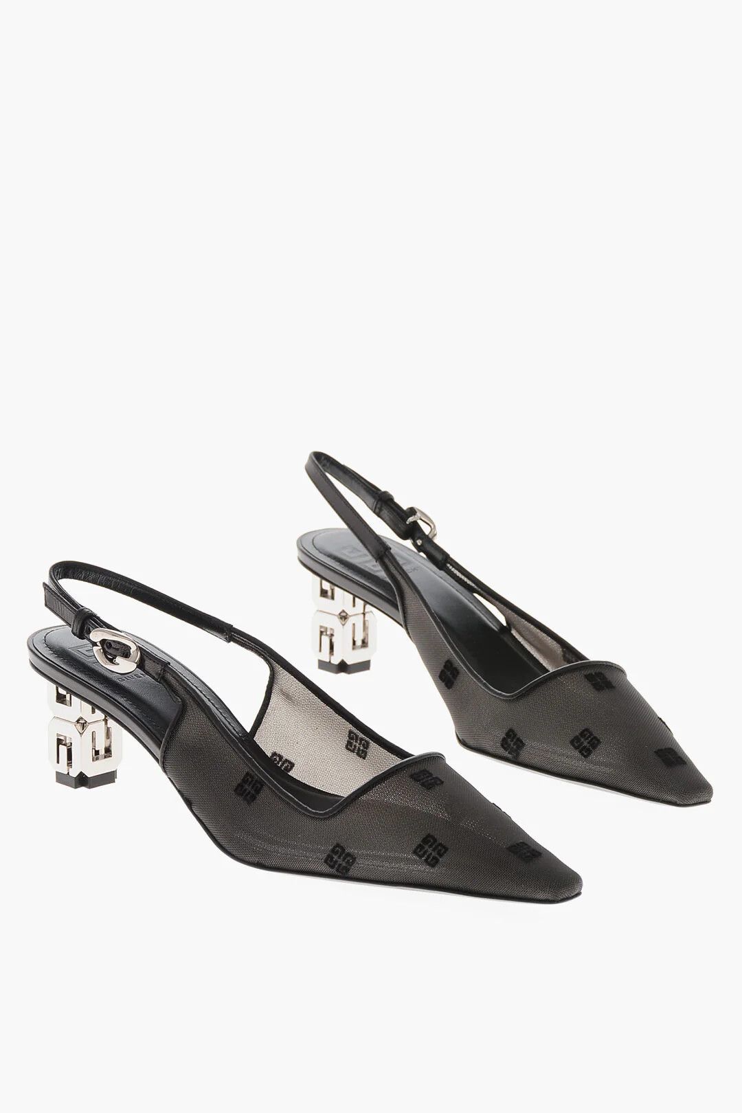 Givenchy og1mm0326 Monogram Mesh Slingbacks Pumps in Black Size US 8.5 / IT 38.5 - 3 Thumbnail