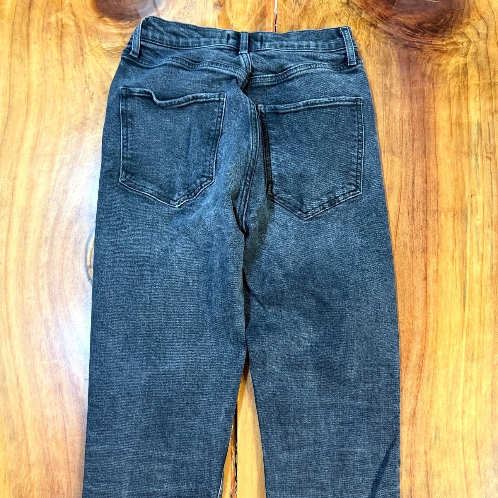 Agolde AGOLDE Jeans Riley 26 High Rise Straight Raw hem Denim Button Fly Black 90s Womens Jeans Size 26" / US 2 / IT 38 - 8 Thumbnail