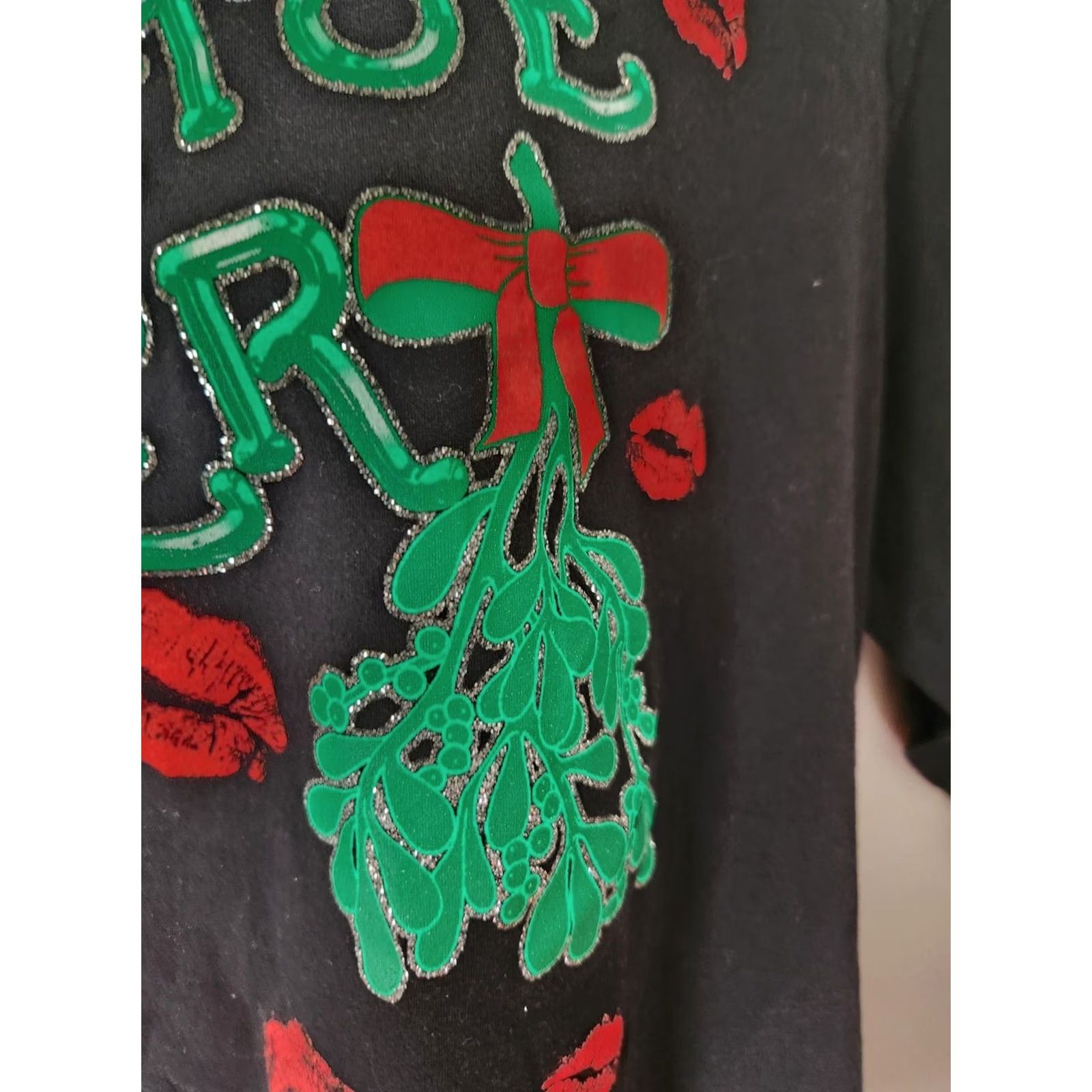 Vintage Fashion Bug Long Sleeve Sparkle Christmas Black Top Shirt Casual 2X Size XXL / US 16-18 / IT 52-54 - 3 Thumbnail