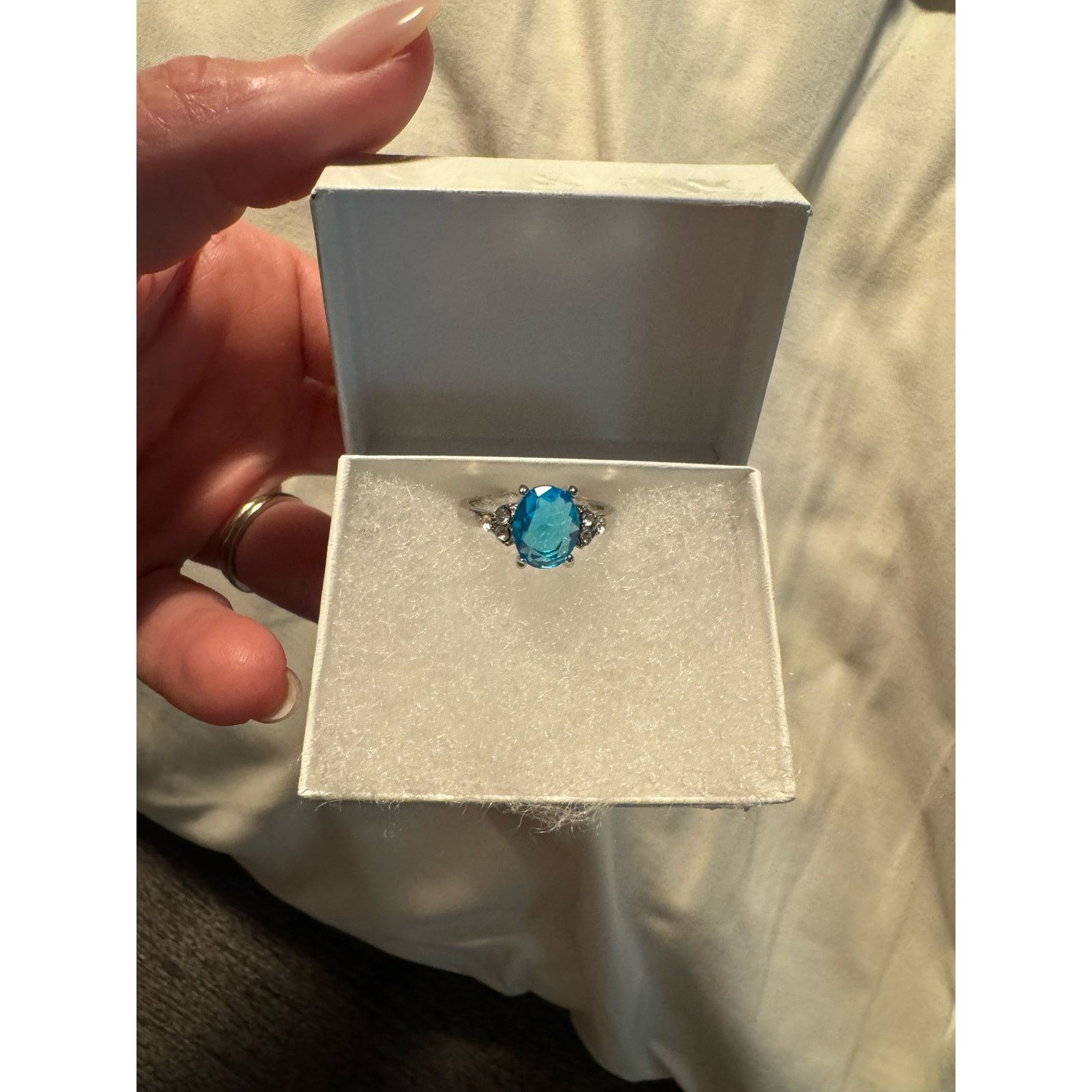 Other Blue Gemstone Silver Tone Ring Size ONE SIZE - 3 Thumbnail