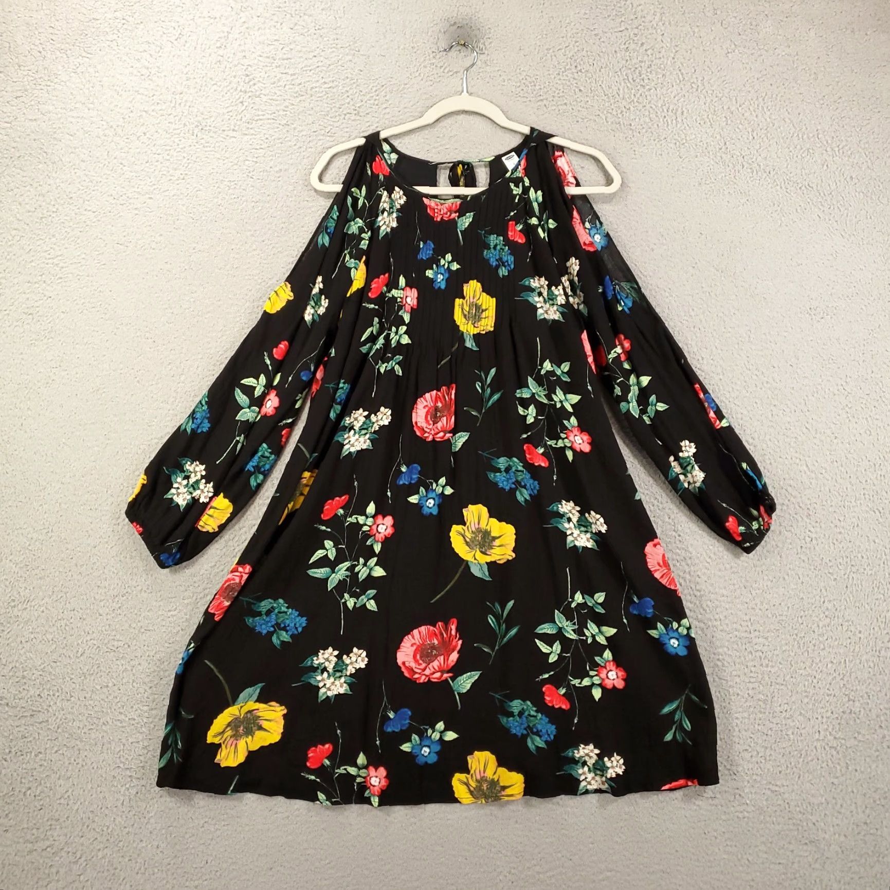 Old Navy Old Navy Dress Womens Large Black Floral Cold Shoulder Sleeve Knee Length A-Line Shift dress Size L / US 10 / IT 46 - 4 Thumbnail