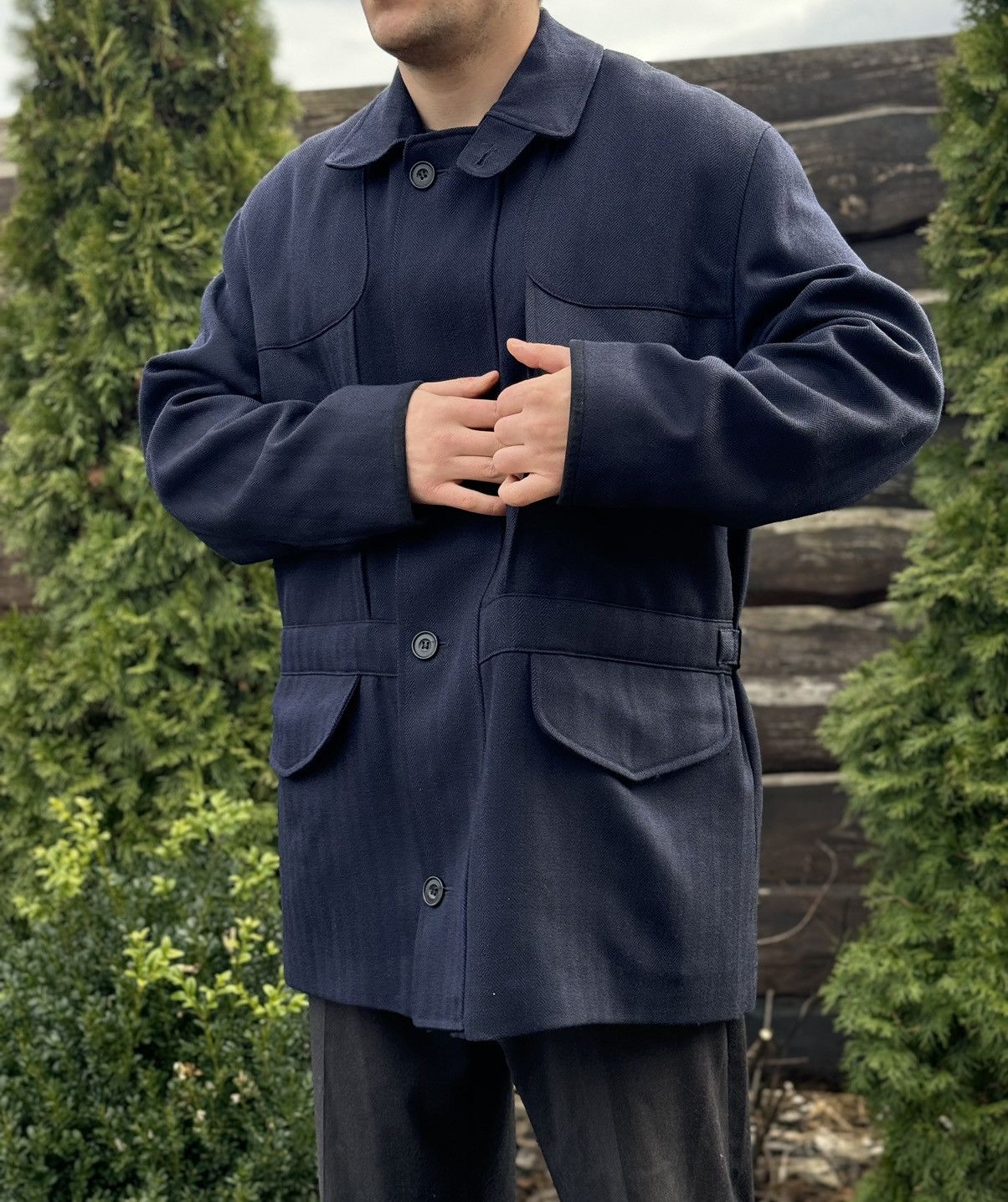 Turnbull & Asser Turnbull Asser Waterproof wool tweed blue coat Size US XL / EU 56 / 4 - 2 Thumbnail