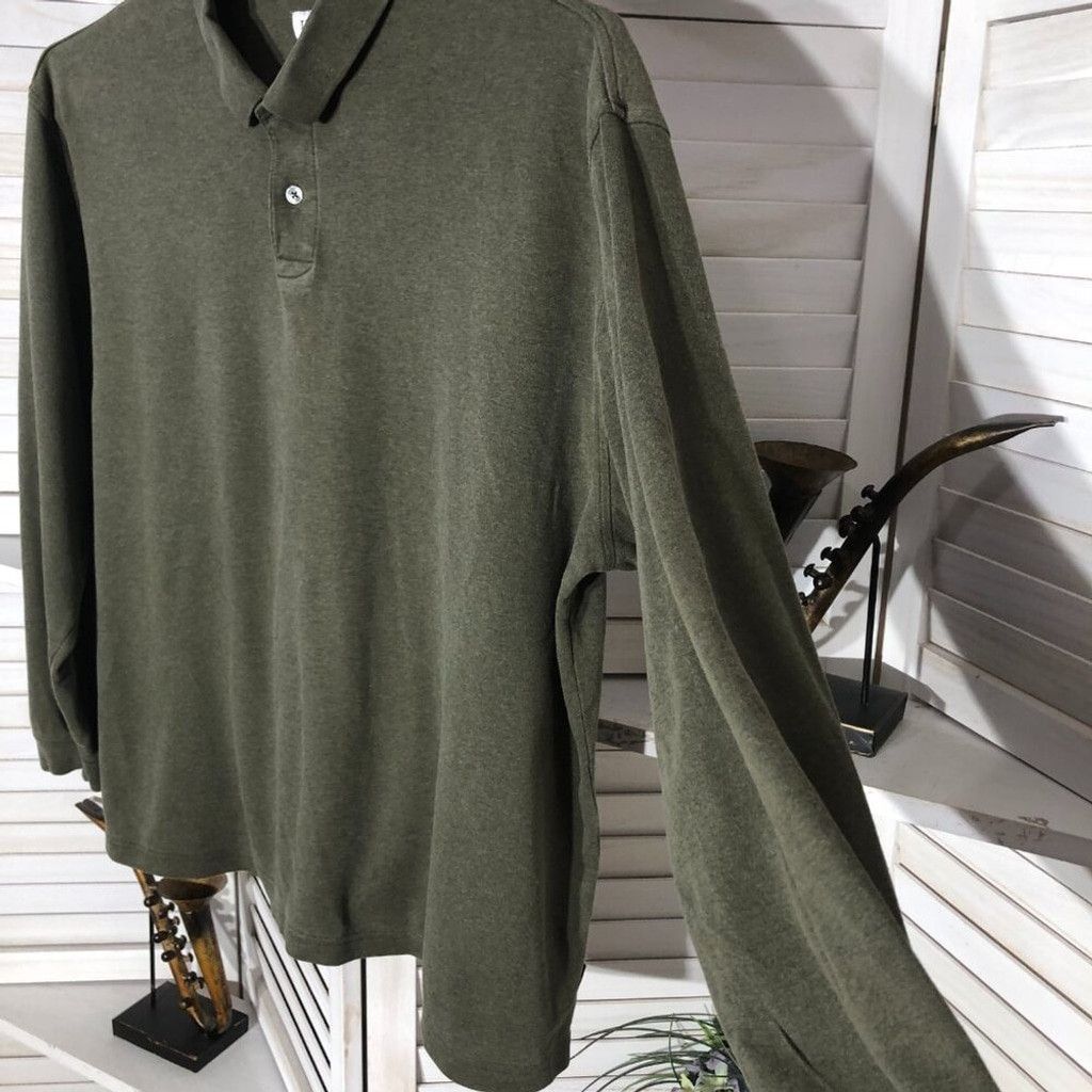Izod Izod polo golf shirt long sleeves military green cotton 2X Size US XXL / EU 58 / 5 - 5 Thumbnail