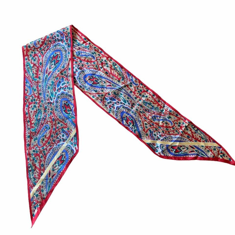 Vintage Vintage Echo Red Floral Paisley Novelty Eclectic Print Scarf Size ONE SIZE - 1 Thumbnail