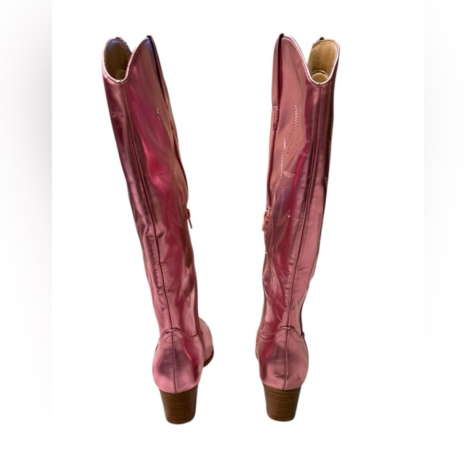 Other DREAM PAIRS Pointed-Toe Cowgirl Knee-high Boots Pink 8.5 Size US 8.5 / IT 38.5 - 4 Thumbnail