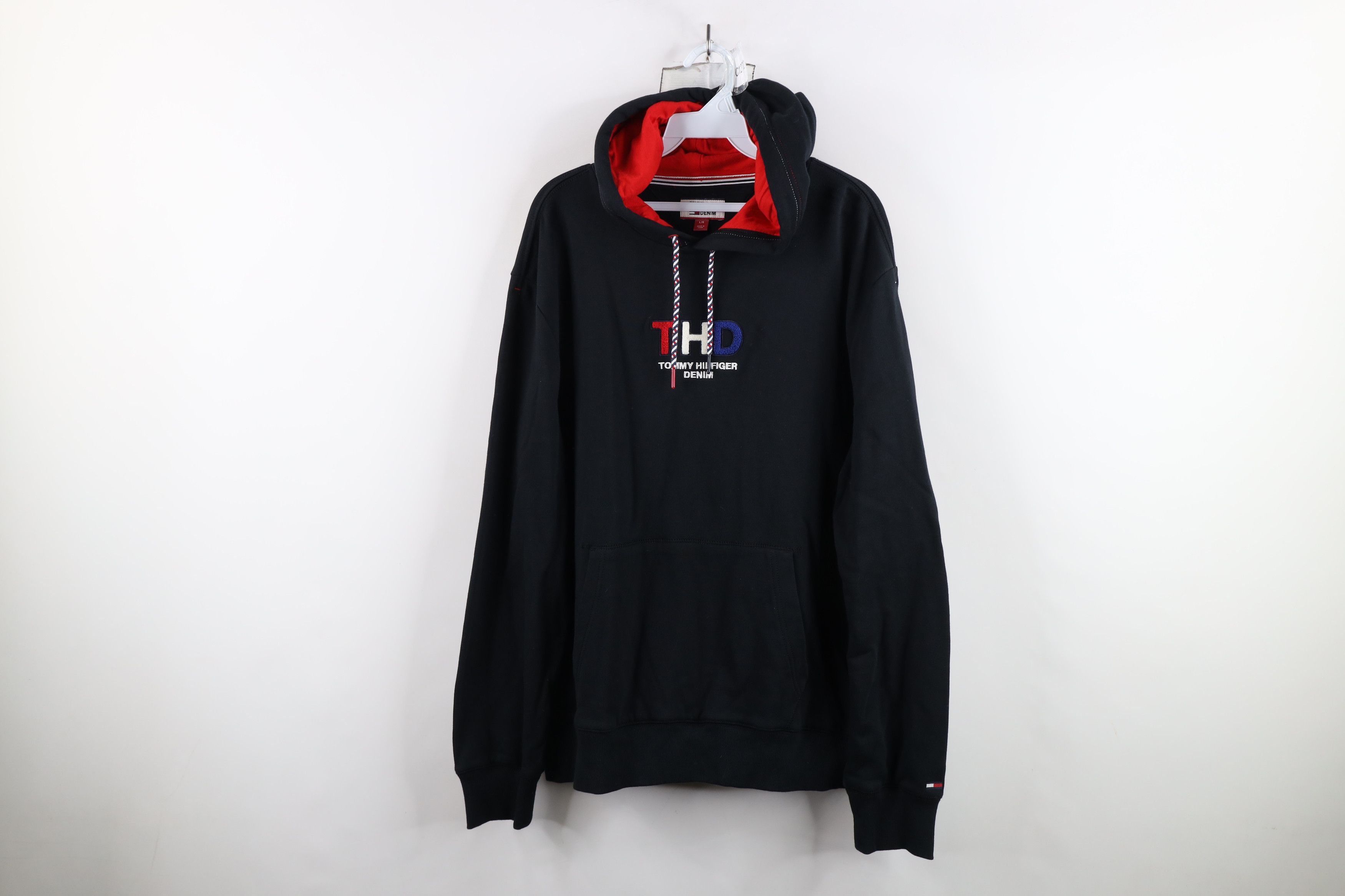 Tommy Hilfiger × Vintage Vintage Y2K Tommy Hilfiger Out Felt Patch Hoodie Sweatshirt Size US L / EU 52-54 / 3 - 1 Thumbnail