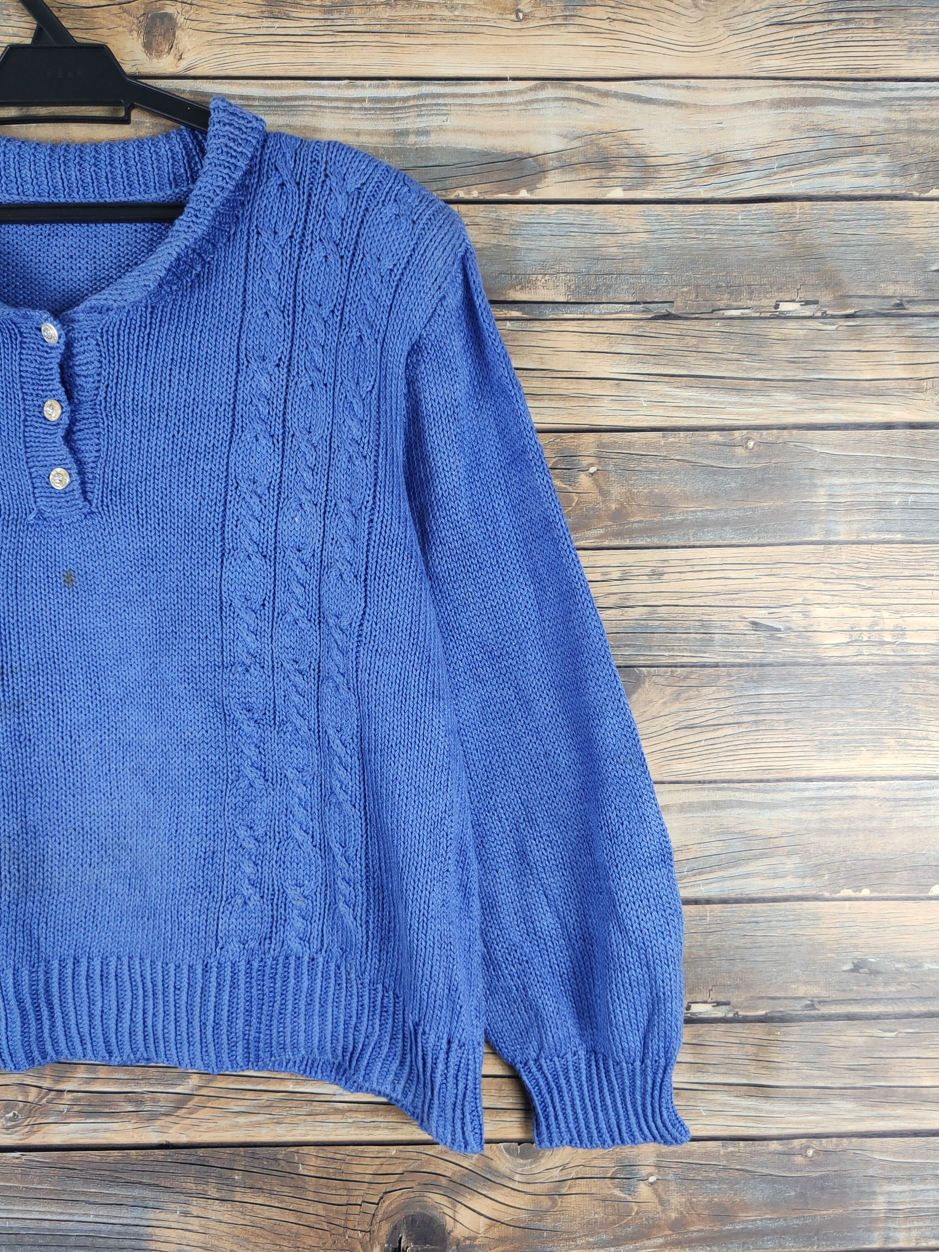 Japanese Brand × Vintage Japanese Brand Blue Knitwear Sweatshirts #W1472 Size L / US 10 / IT 46 - 6 Thumbnail