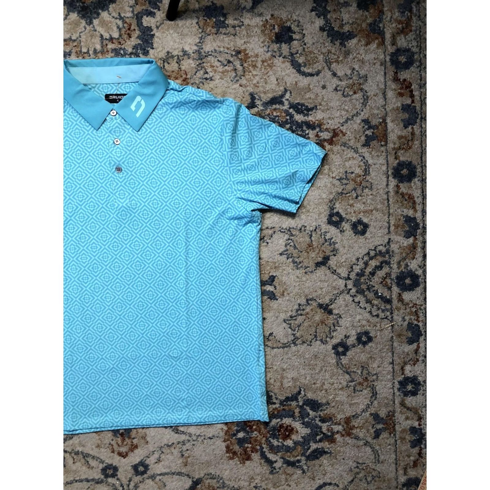 Vintage Druids Polo Shirt Mens XL Blue Geometric Pattern Golf Performance Lightweight Top Size US XL / EU 56 / 4 - 2 Thumbnail